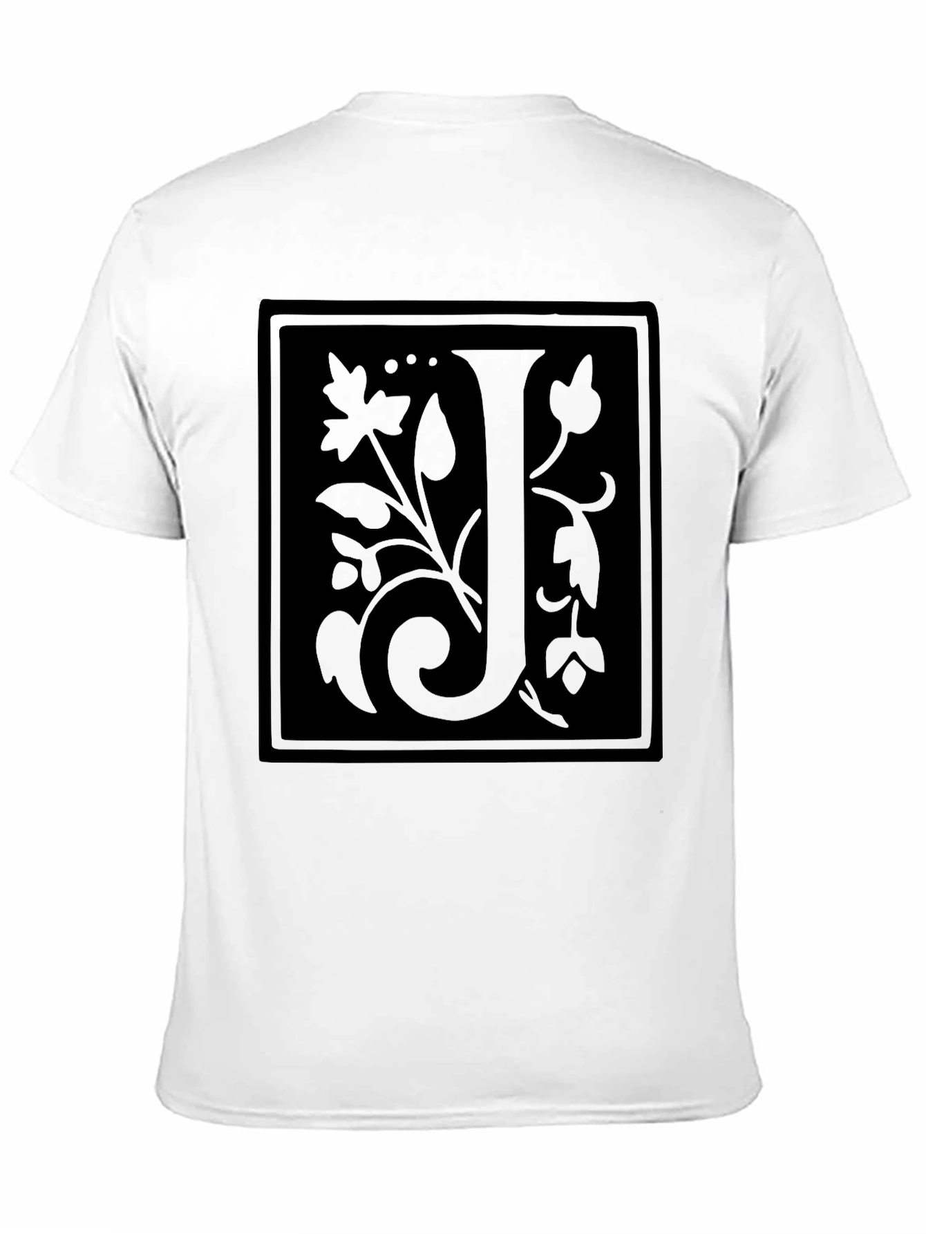 Black Floral Initial J Black T-Shirt view 11