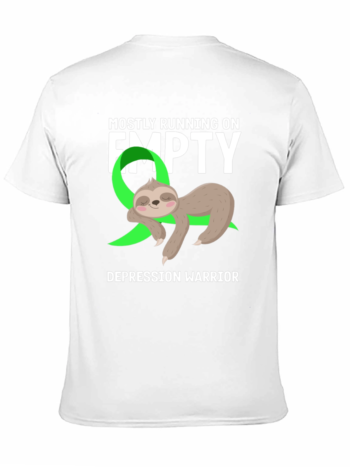 Black Mostly Running on Empty Depression Warrior Sloth Tee view 11