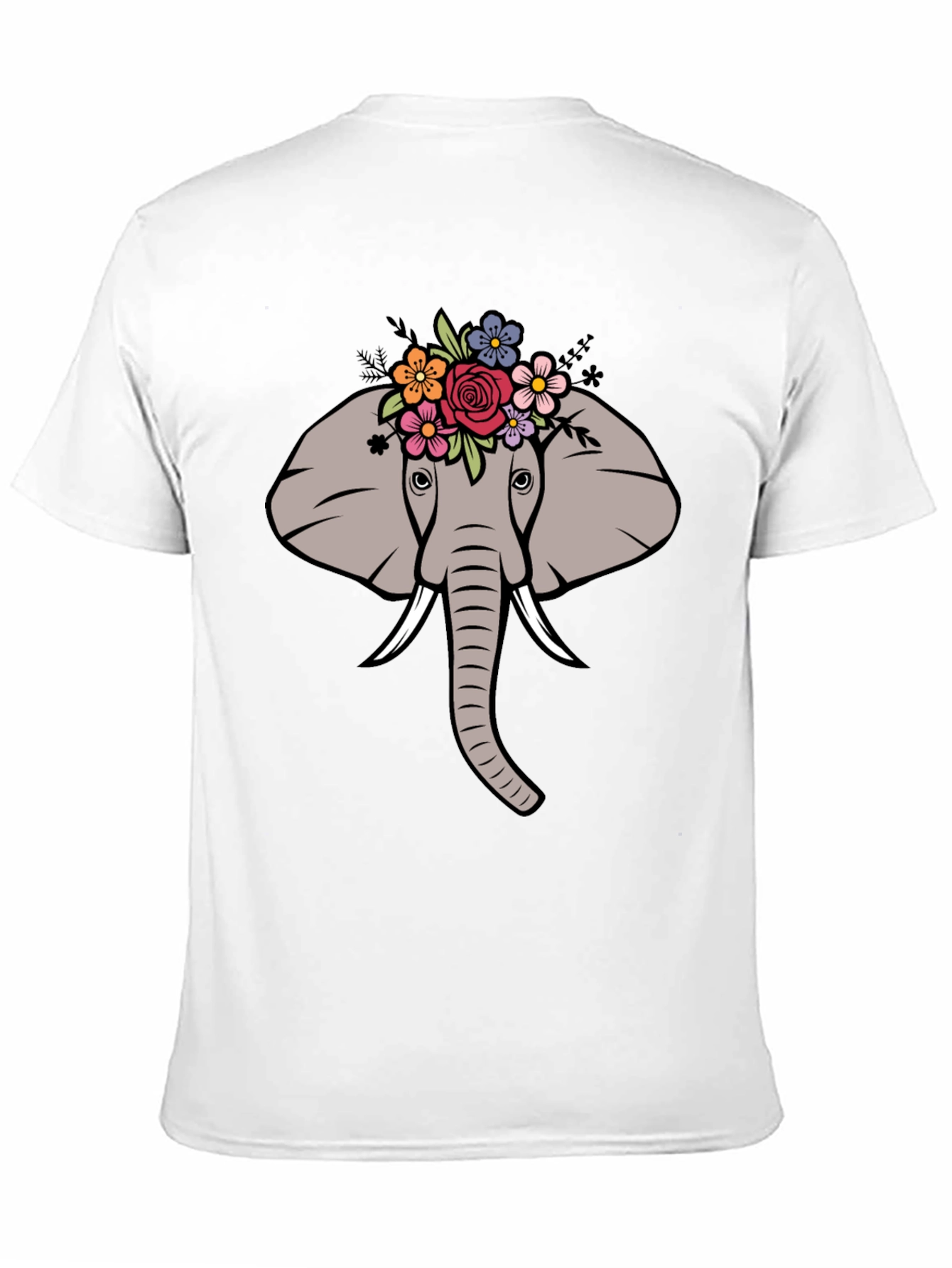 Black Floral Elephant Graphic Tee - Men's Black T-Shirt view 11