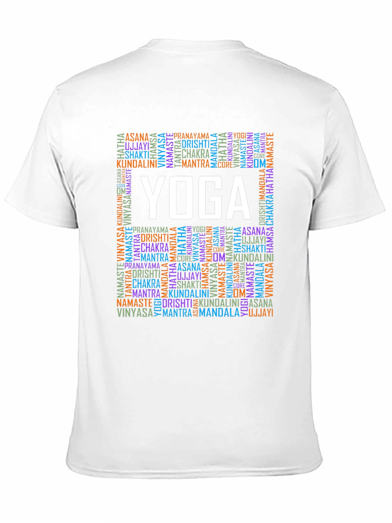Black Yoga Word Art Graphic Tee - Asana Chakra Mantra Shirt view 11
