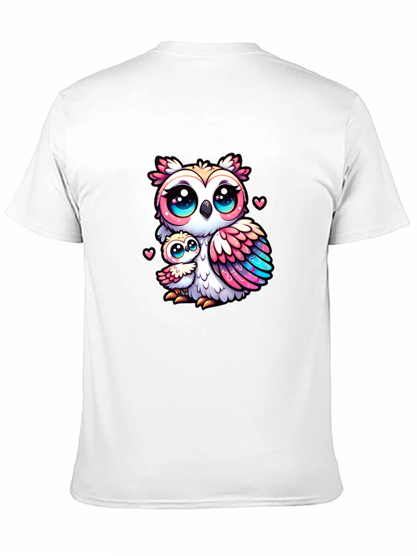 Black Cute Owl Family Graphic Tee - Black Cotton Shirt view 11