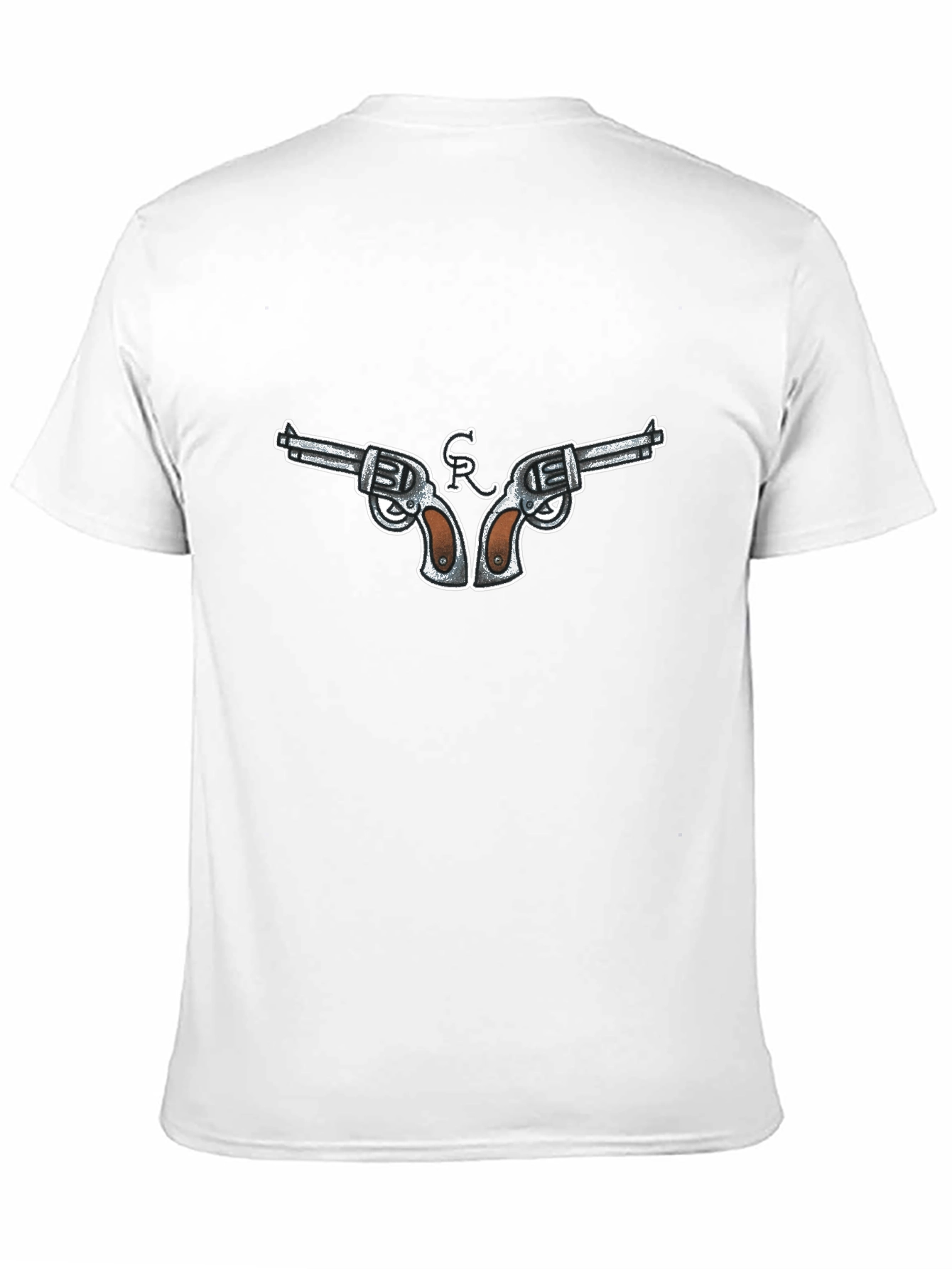 Black Cool Gun Design Black T-Shirt view 11