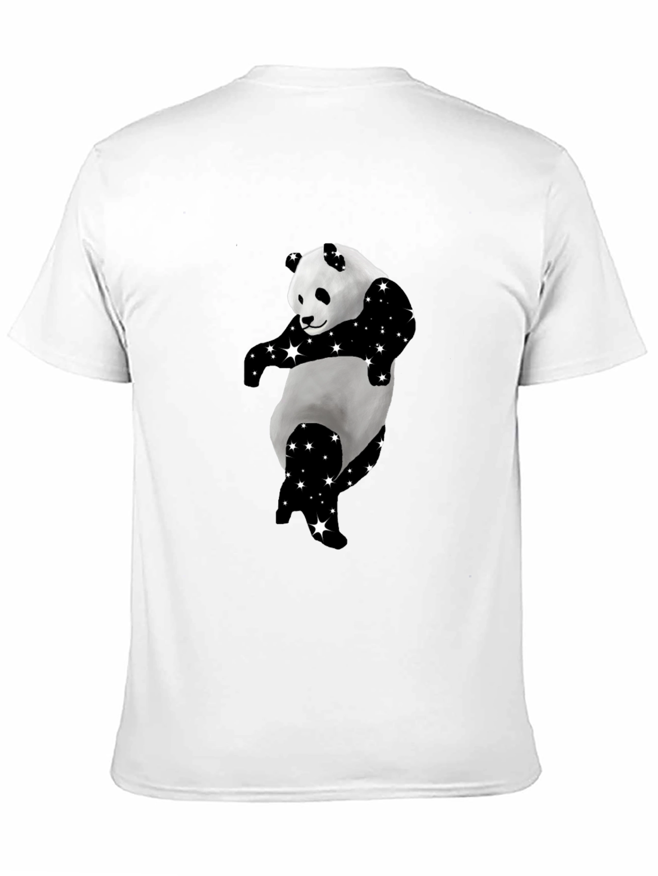 Cool Panda Starry Design Black T-Shirt - 11