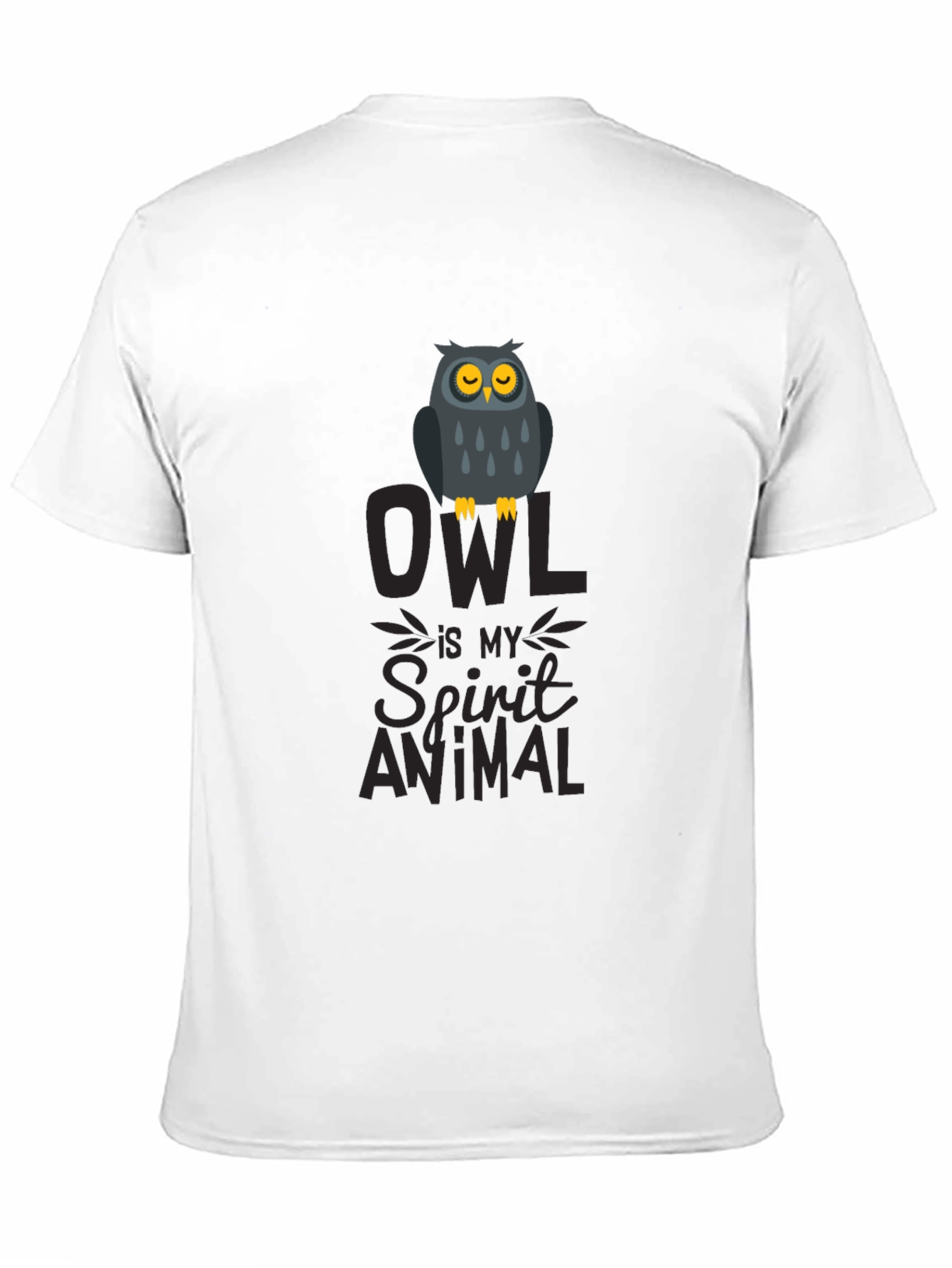 Owl Spirit Animal Graphic Print T-Shirt - Black - 11
