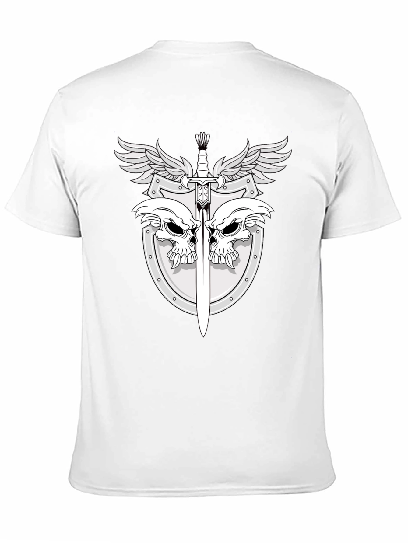 Black Skull & Sword Shield Graphic Tee - Black view 11