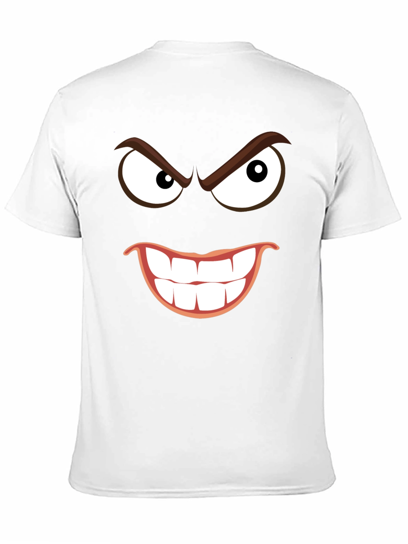 Black Men's Black T-Shirt with Grinning Cartoon Face view 11