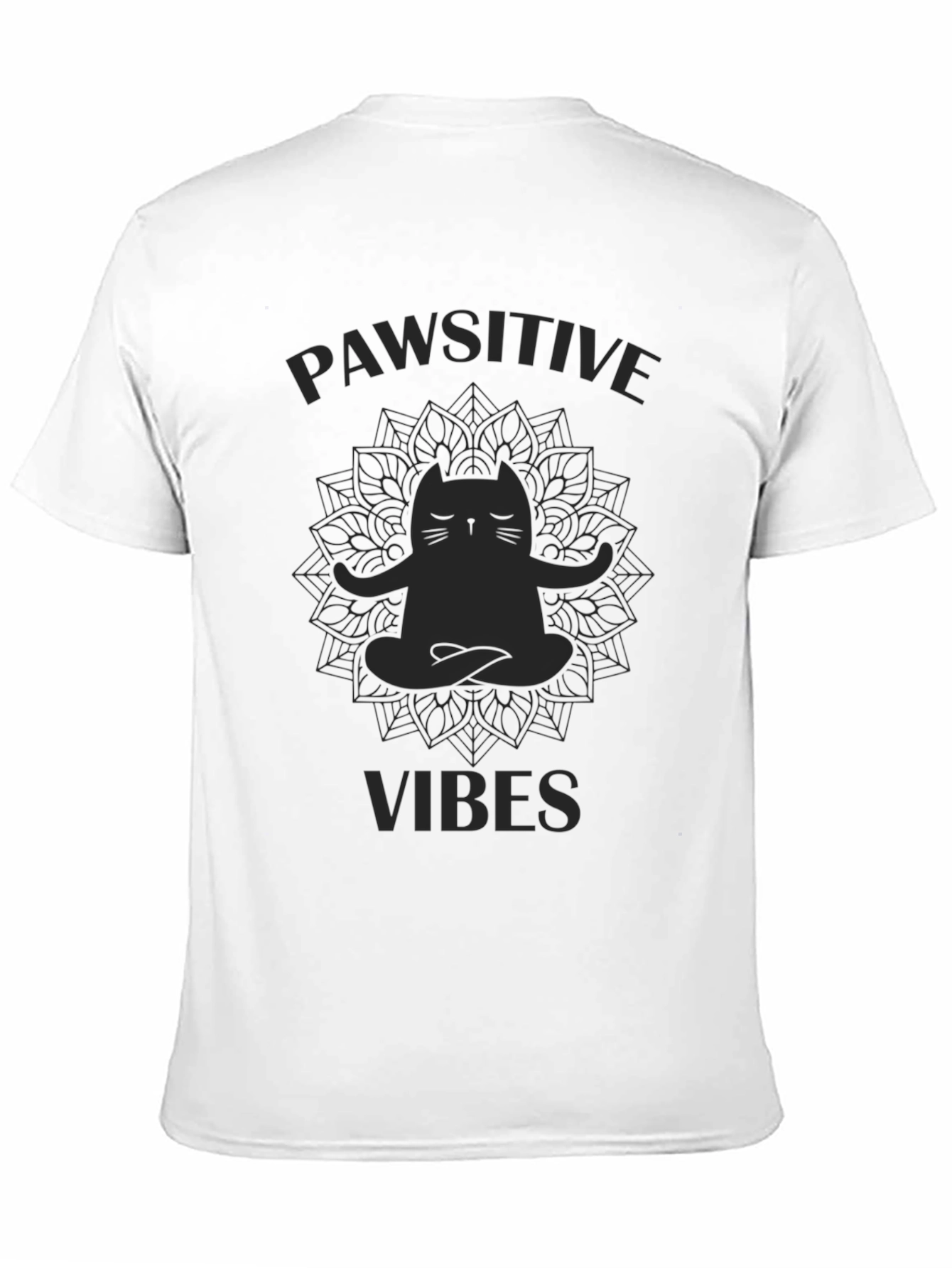Black Pawsitive Vibes Cat Yoga T-Shirt view 11