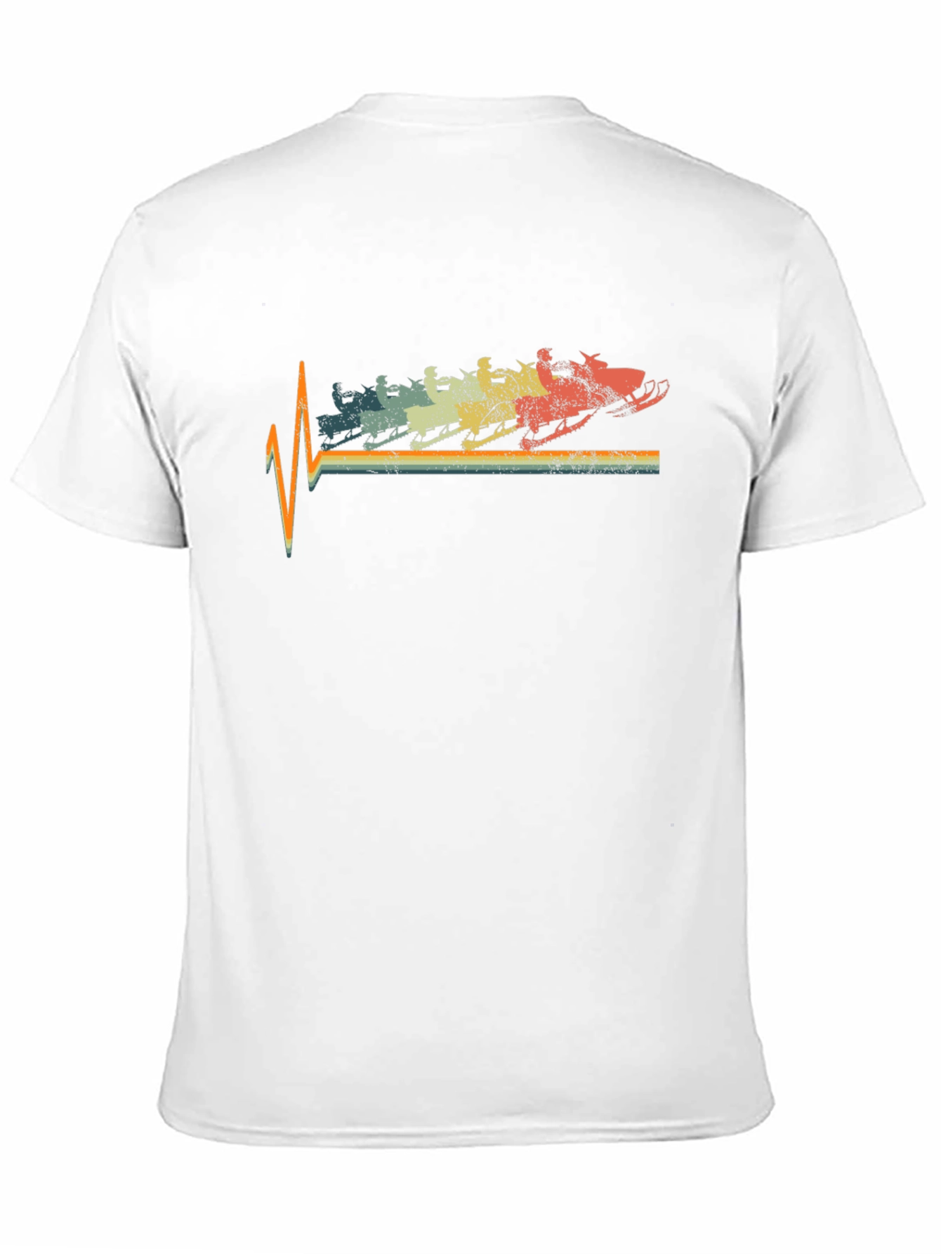 Black Retro Snowmobile Heartbeat T-Shirt view 11