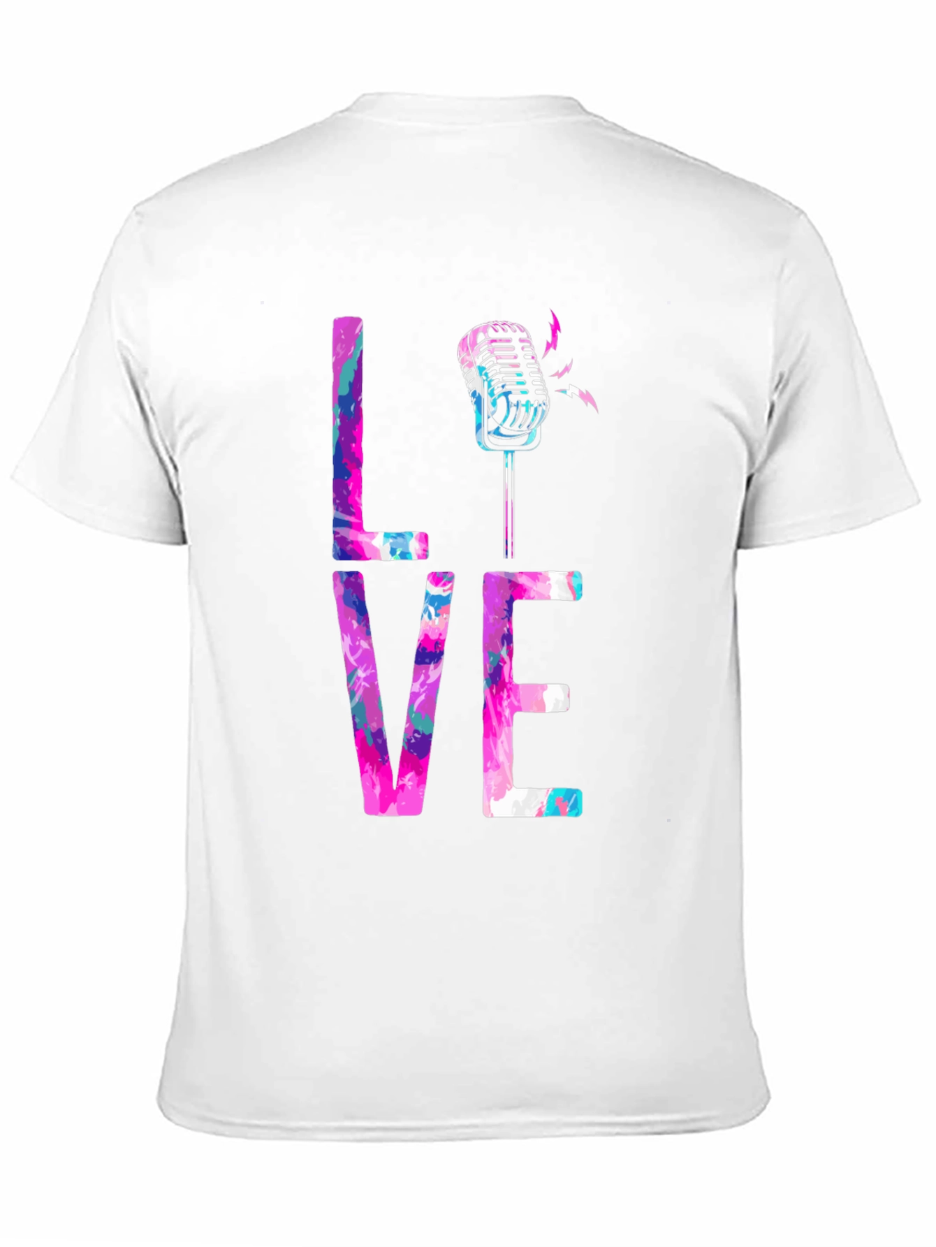 Black Colorful LOVE Microphone Graphic Tee view 11