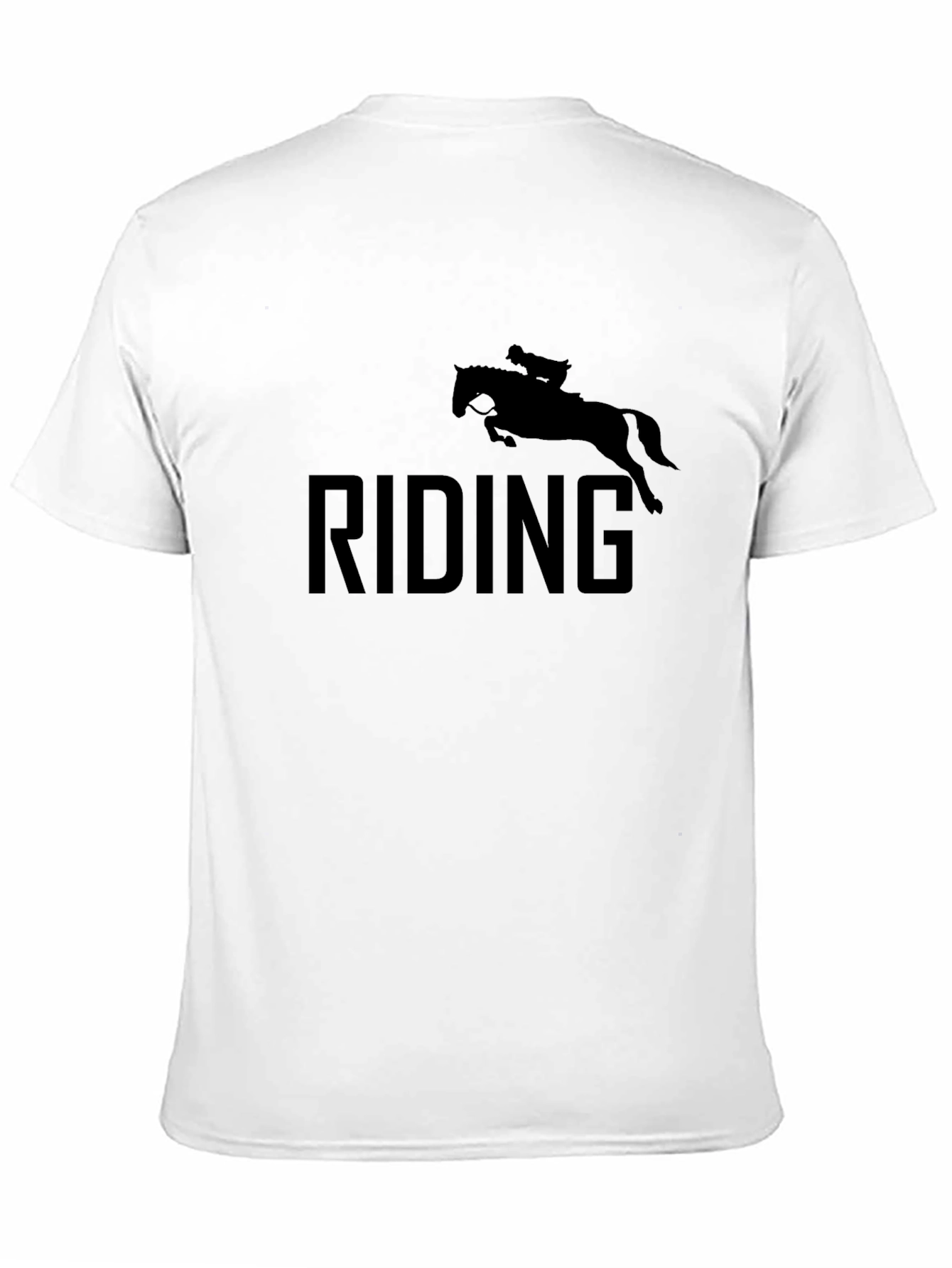 Black Riding Horse T-Shirt, Black Cotton Tee view 11