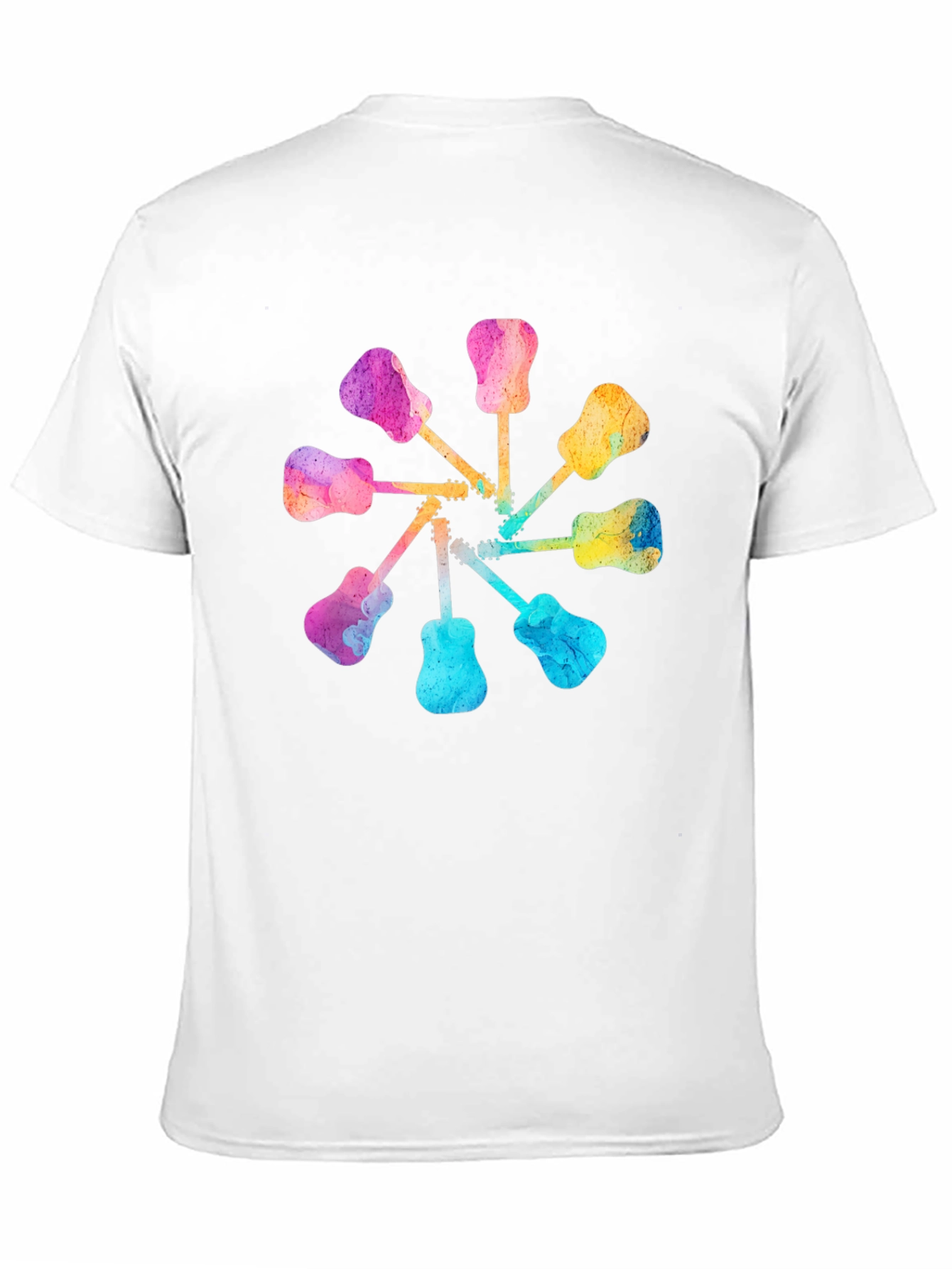 Black Watercolor Guitar Circle Graphic Tee - Music Lover's Shirt view 11