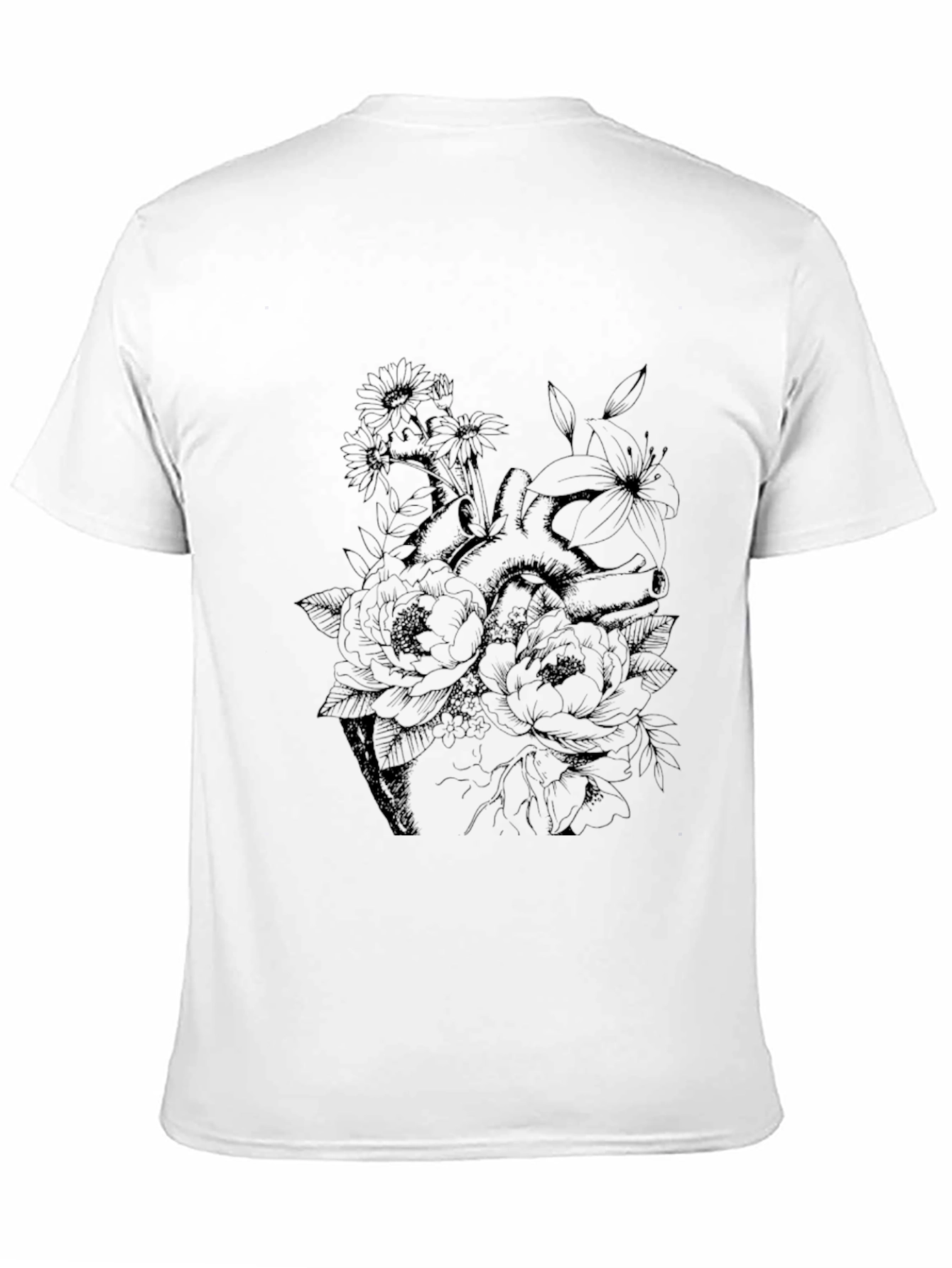 Black Floral Heart Graphic Tee - Black view 11