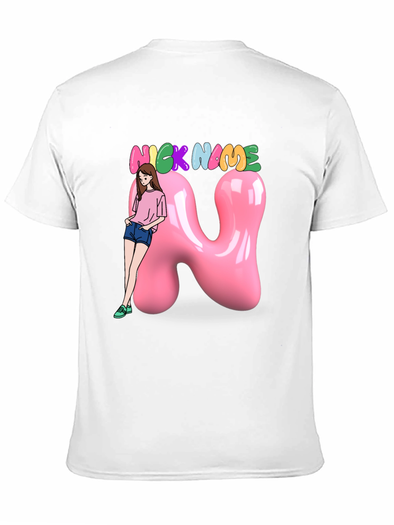 Black Black T-Shirt with Cartoon Graphic view 11