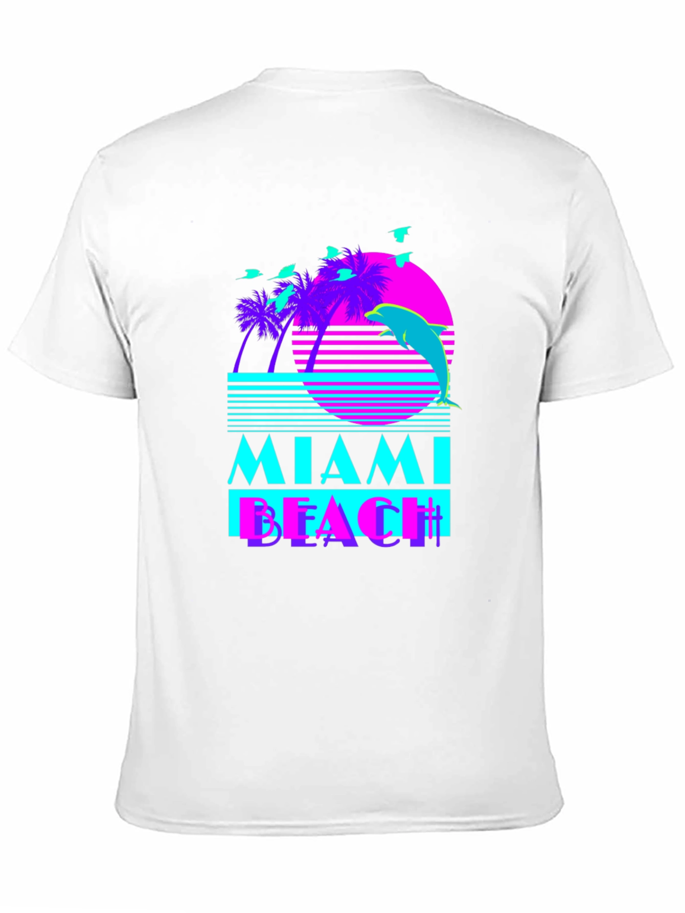 Black Miami Beach Retro T-Shirt view 11