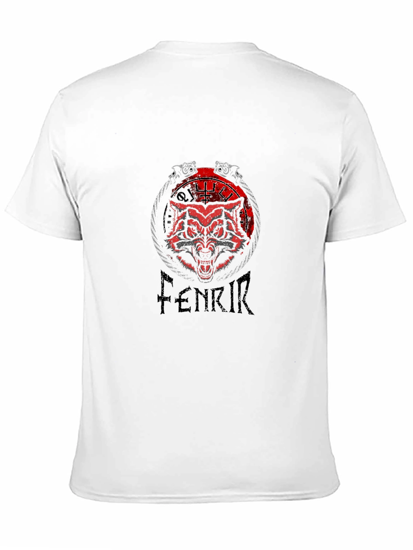 Black Fenrir Wolf Viking T-Shirt - Norse Mythology Design view 11