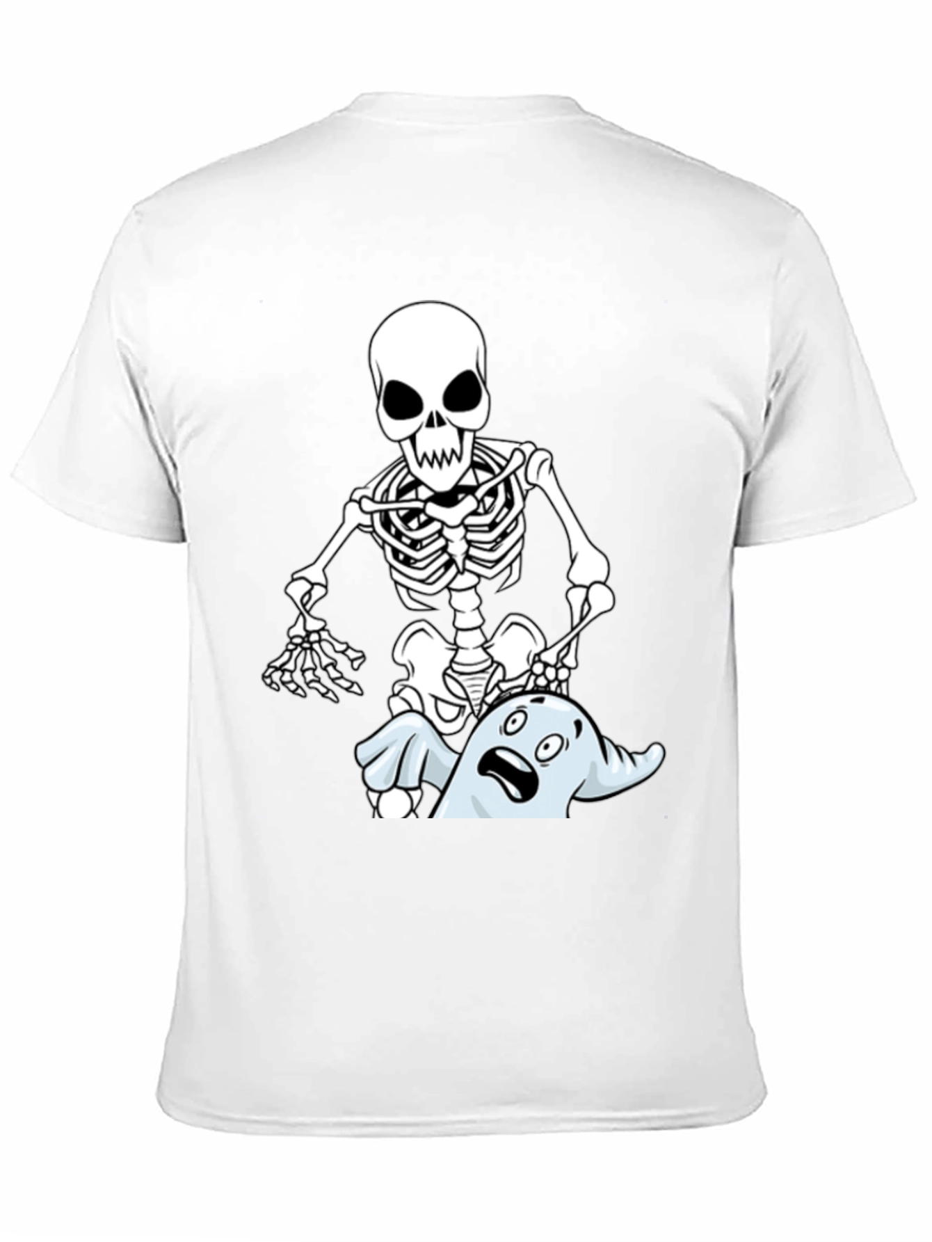 Black Funny Skeleton & Ghost Graphic T-Shirt - Black view 11