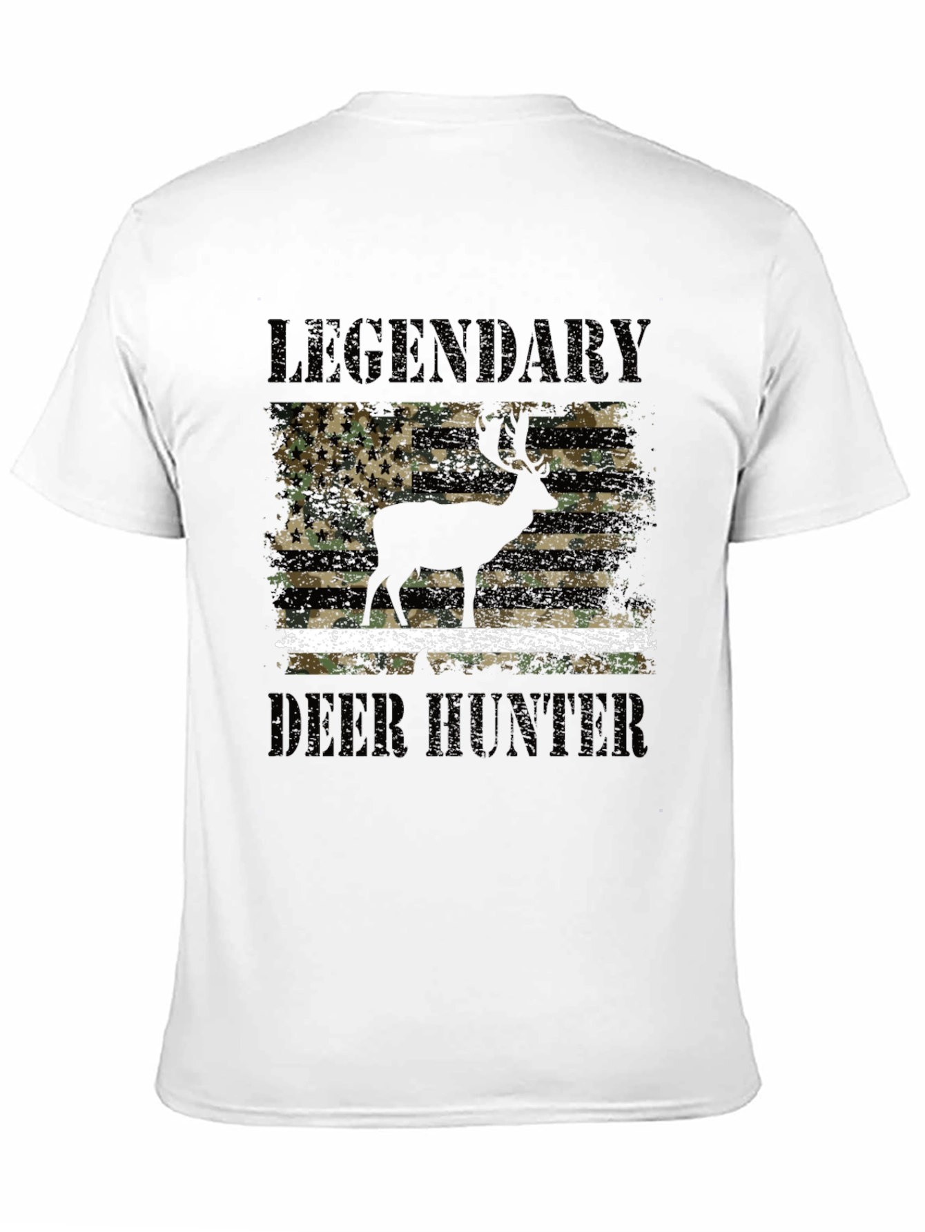 Black Legendary Deer Hunter Camo Flag Graphic Tee view 11