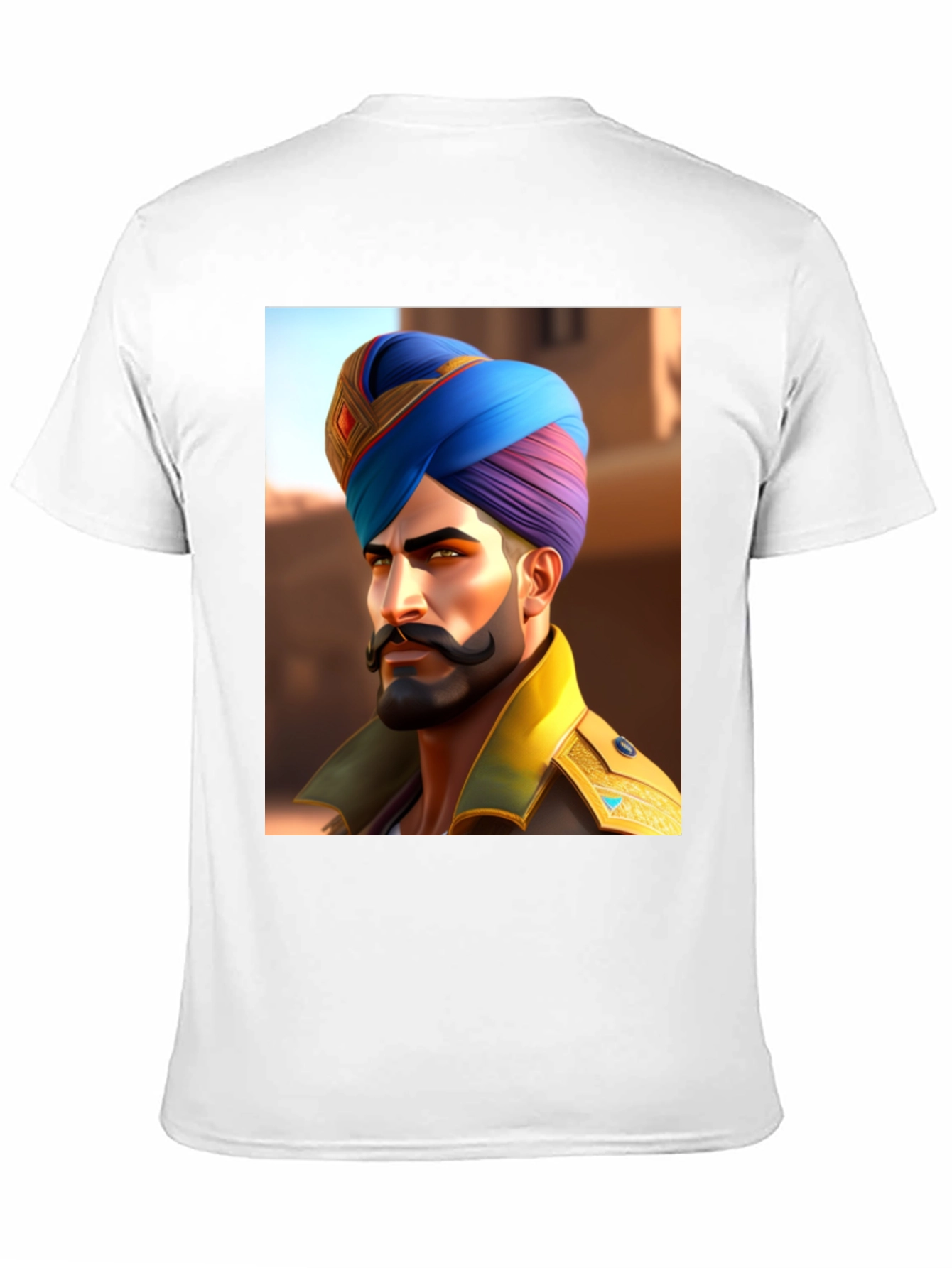 Black Graphic Tee: Sikh Warrior Portrait view 11