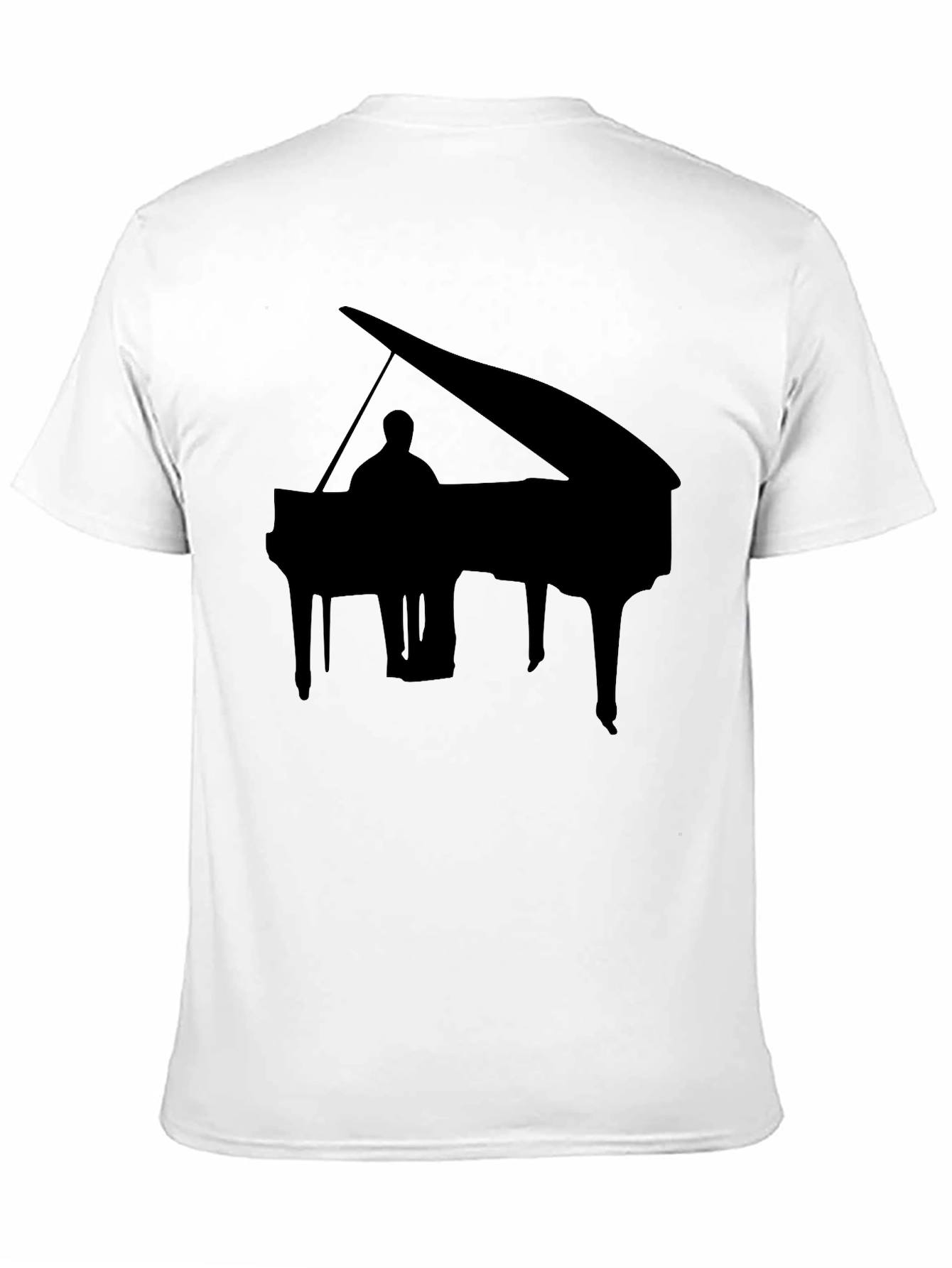Black Piano Silhouette Black T-Shirt view 11
