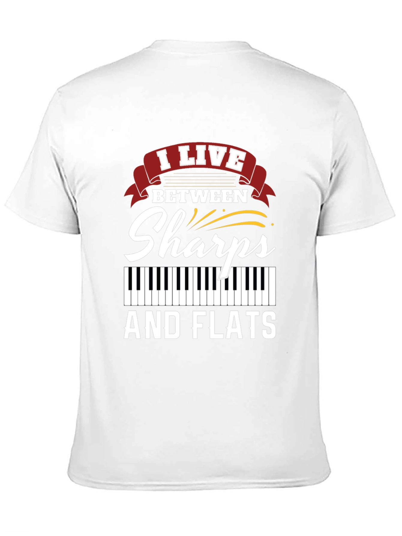 Black I Live Between Sharps and Flats Musician T-Shirt view 11