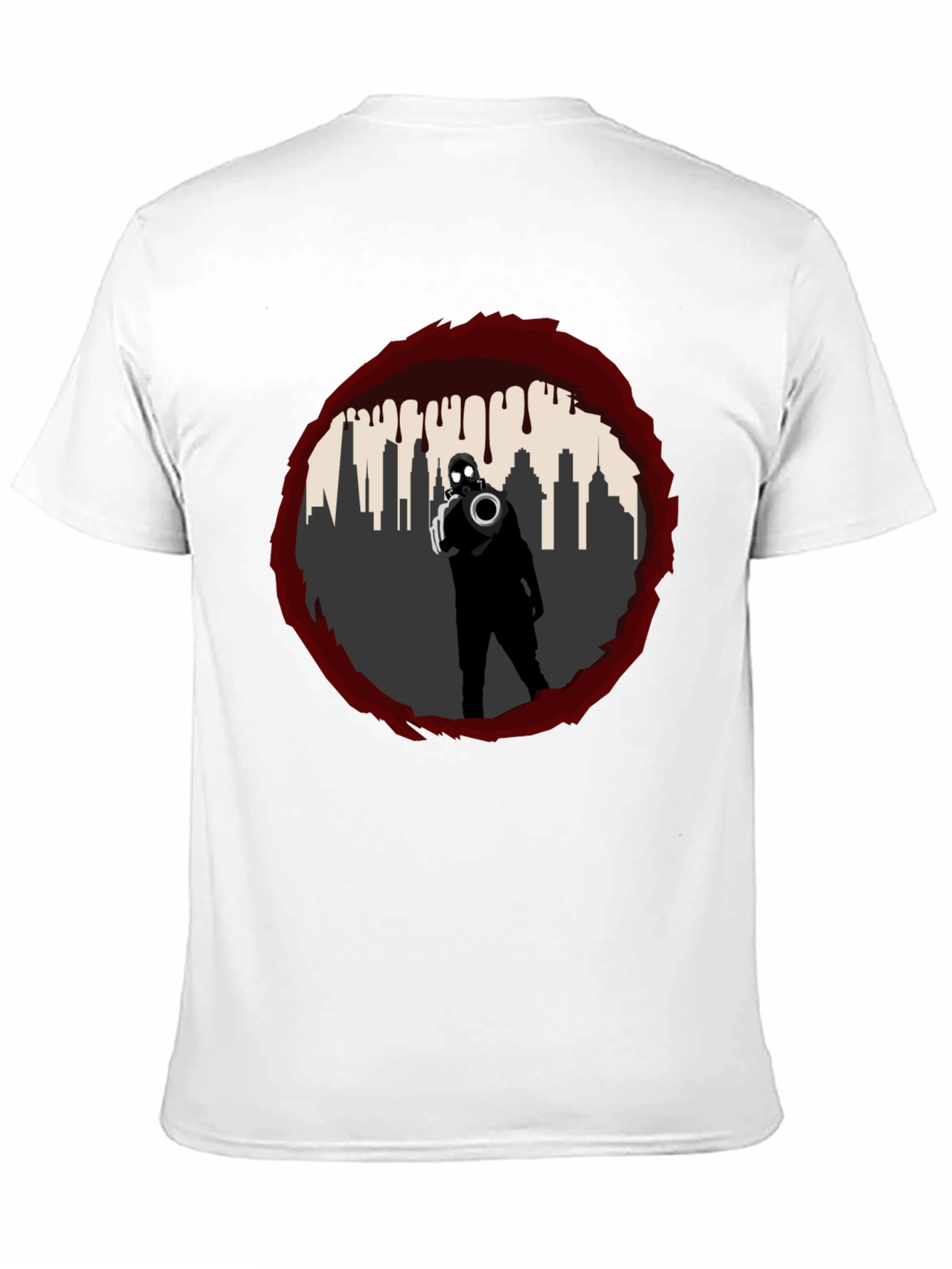 Black Dystopian City Gas Mask T-Shirt - Graphic Tee view 11