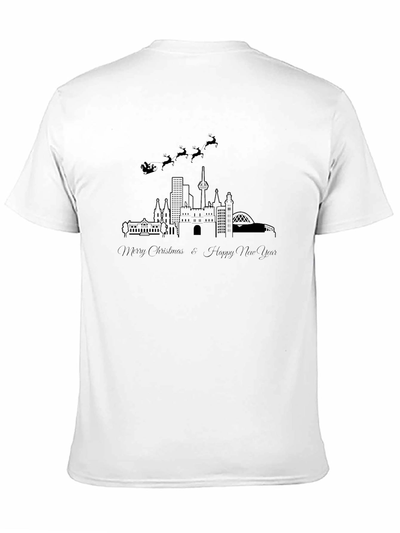 Black Festive Cityscape Black T-Shirt view 11