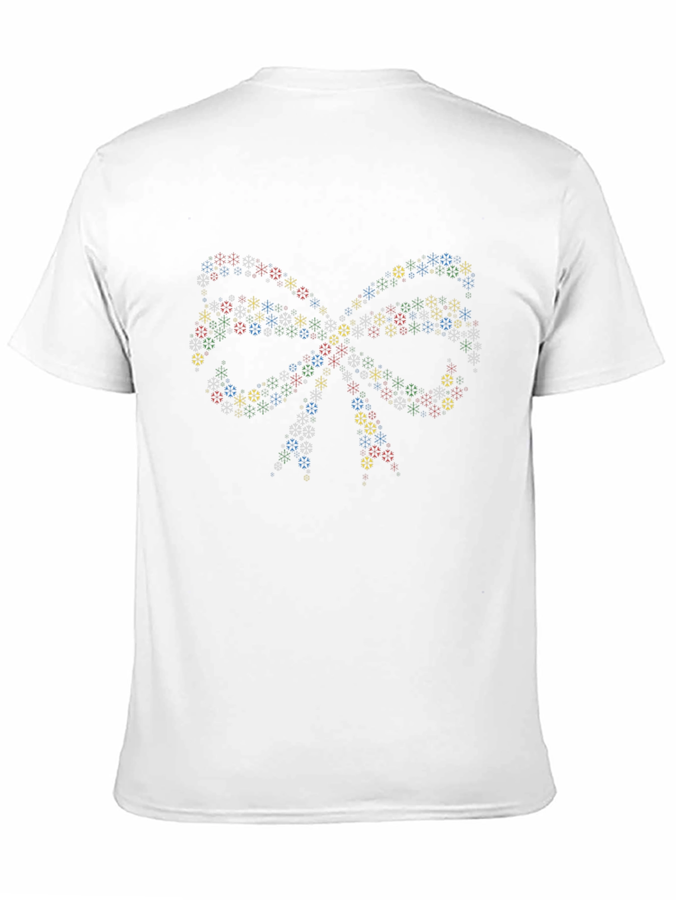 Black Festive Snowflake Bow Tie Black T-Shirt view 11