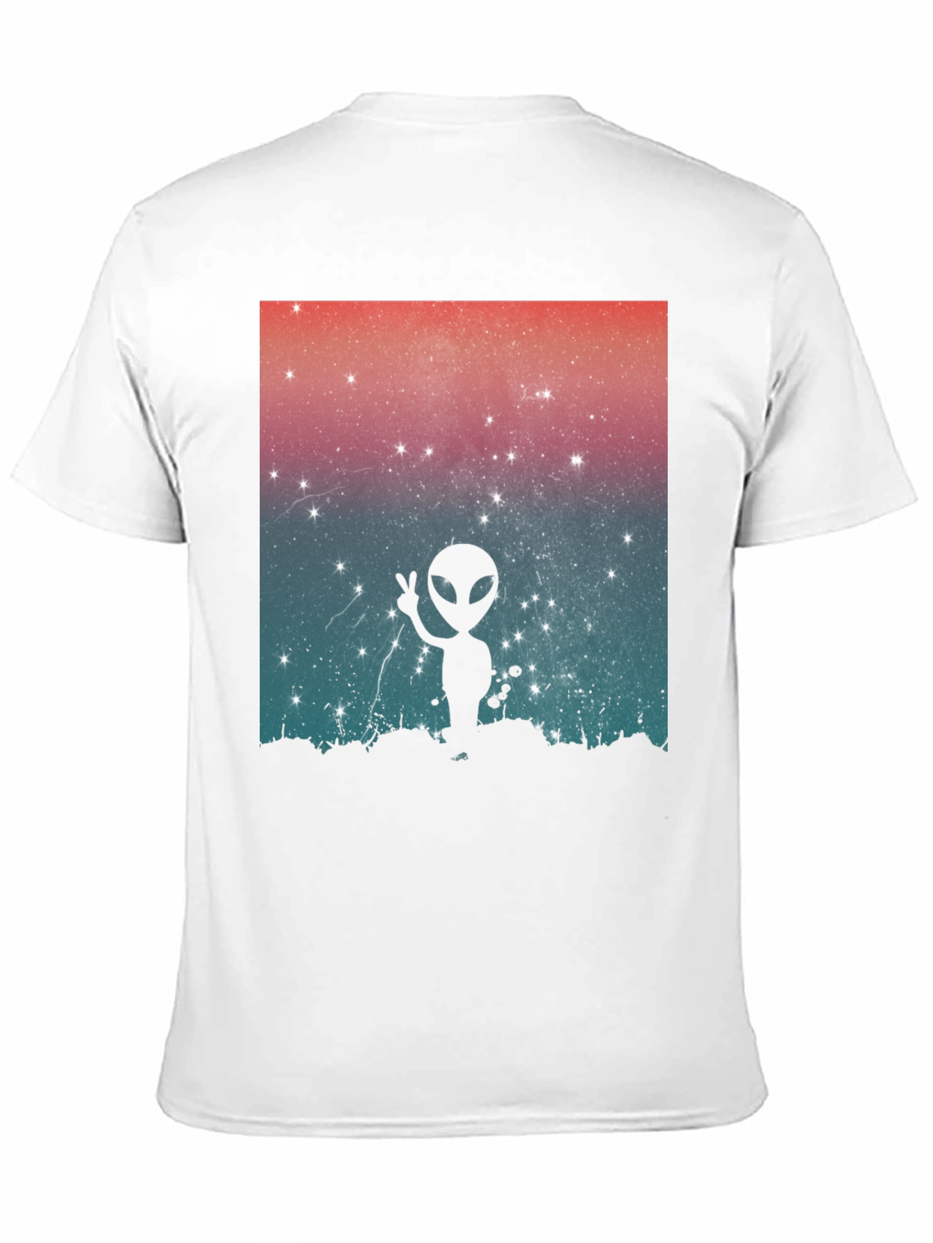 Black Alien Peace Sign Graphic Tee - Black Cotton Blend view 11