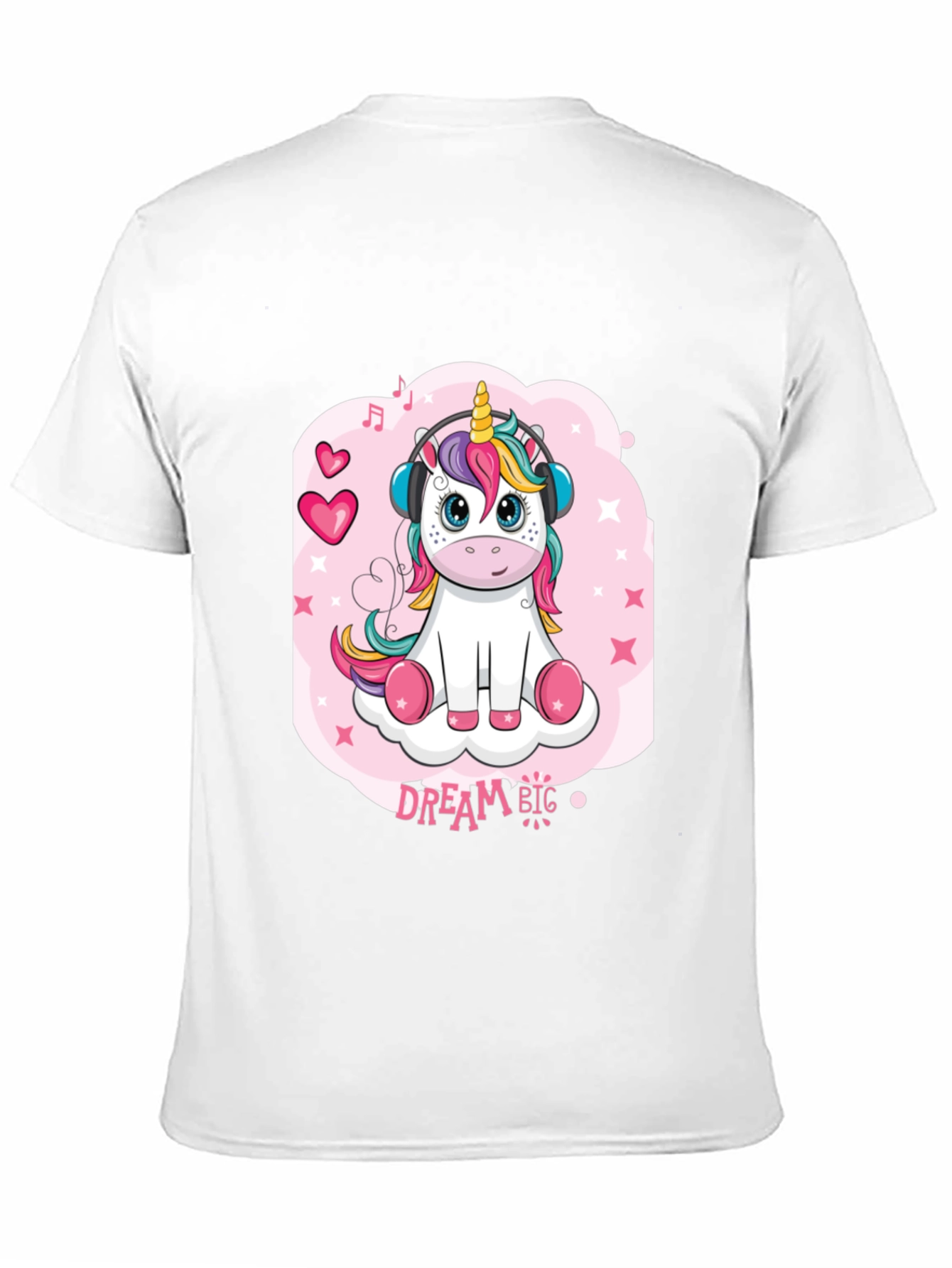 Black Cute Unicorn 'Dream Big' Black T-Shirt view 11