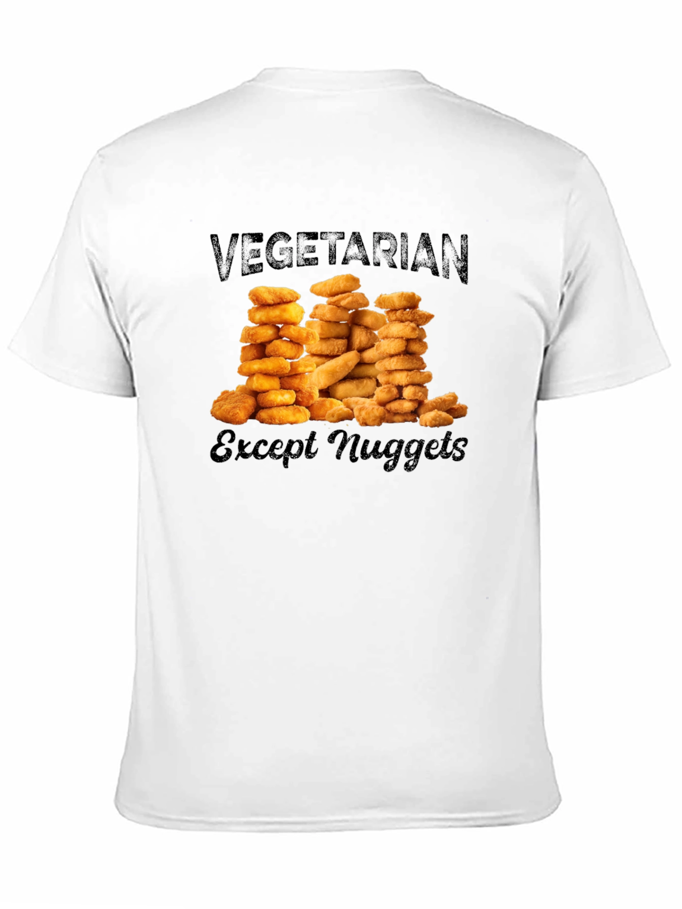 Black Vegetarian Except Nuggets Graphic T-Shirt view 11
