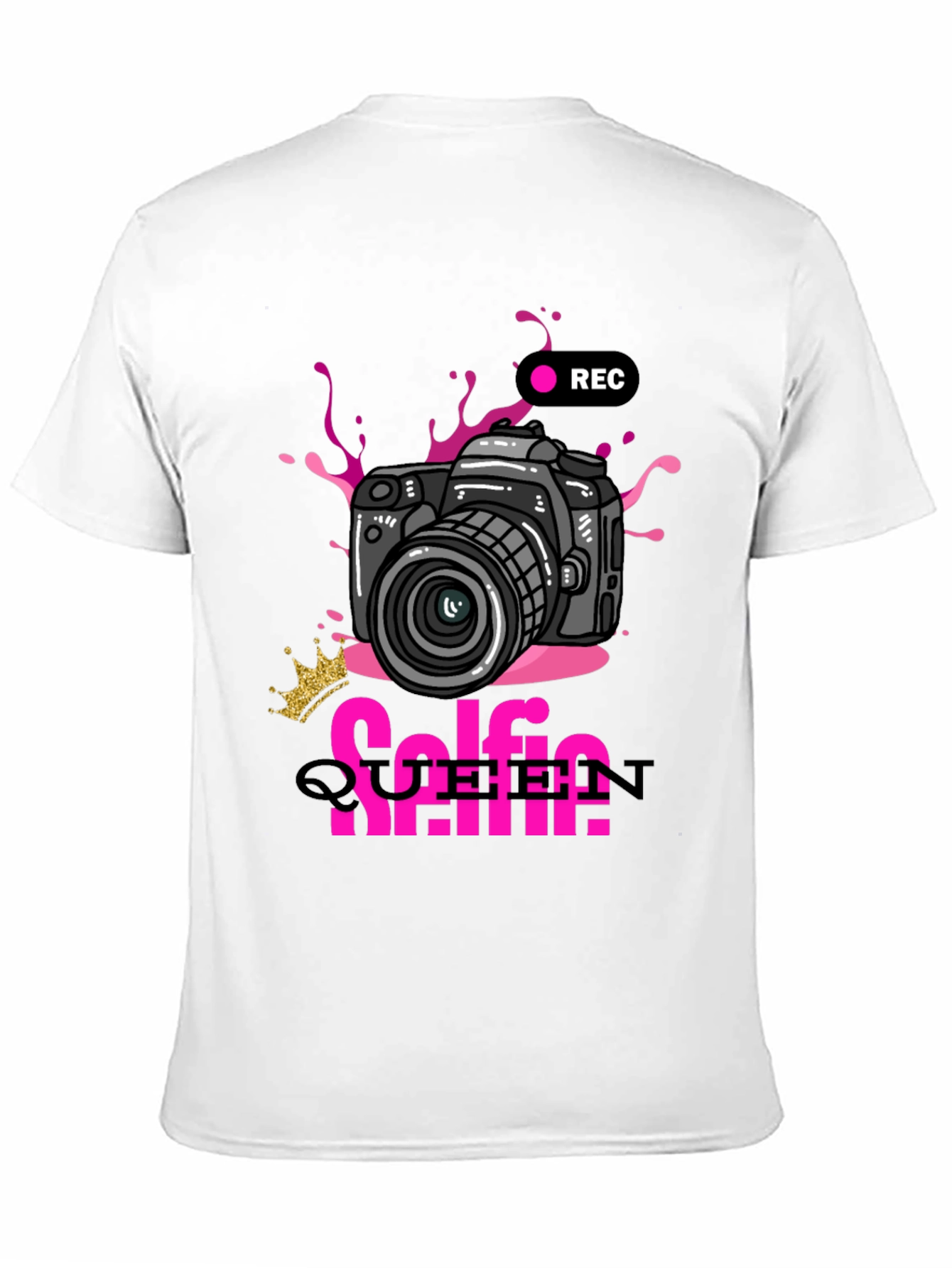 Black Selfie Queen Graphic T-Shirt - Camera Design view 11