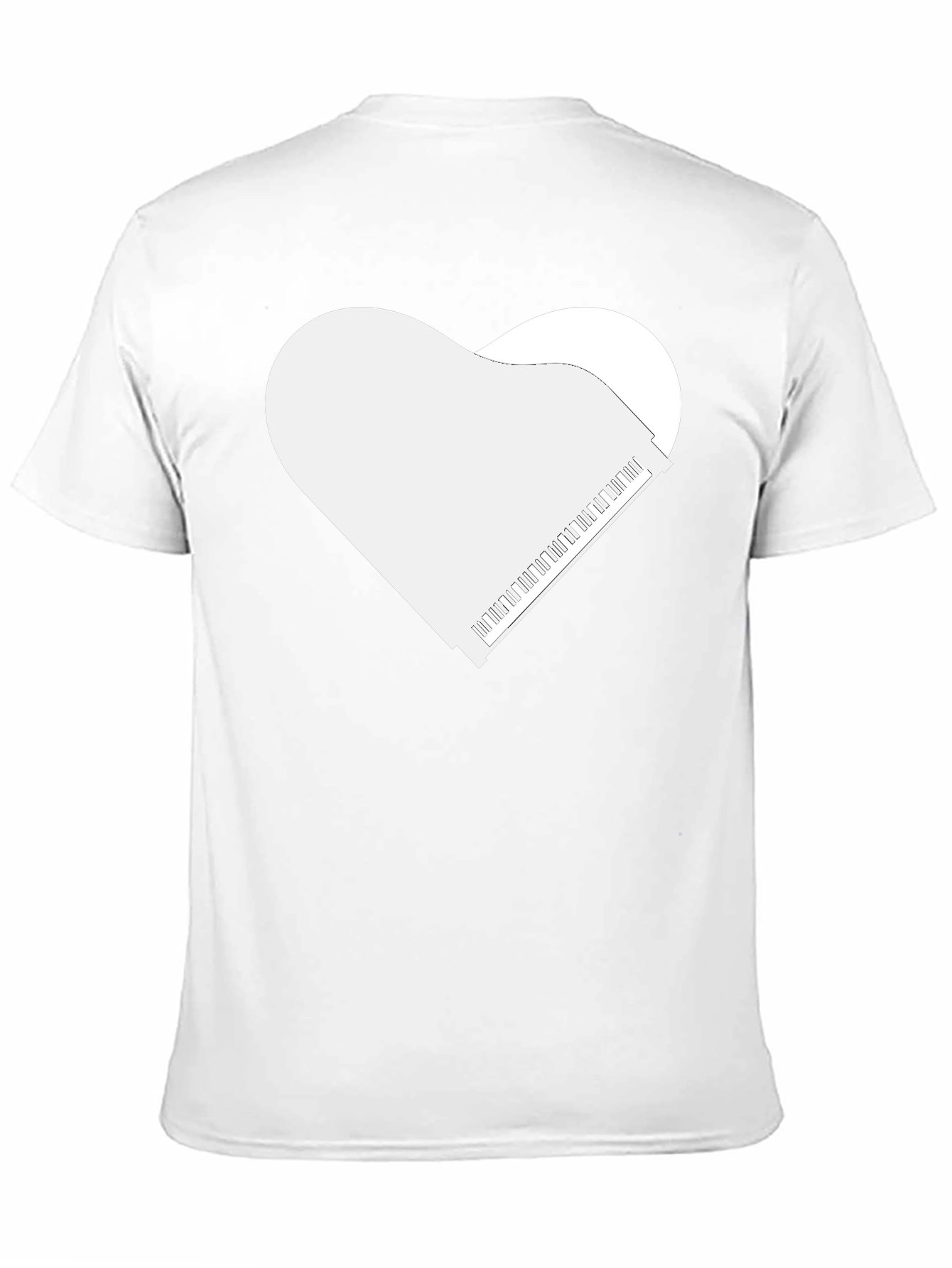 Black Piano Heart Tee - Music Lover's Black T-Shirt view 11