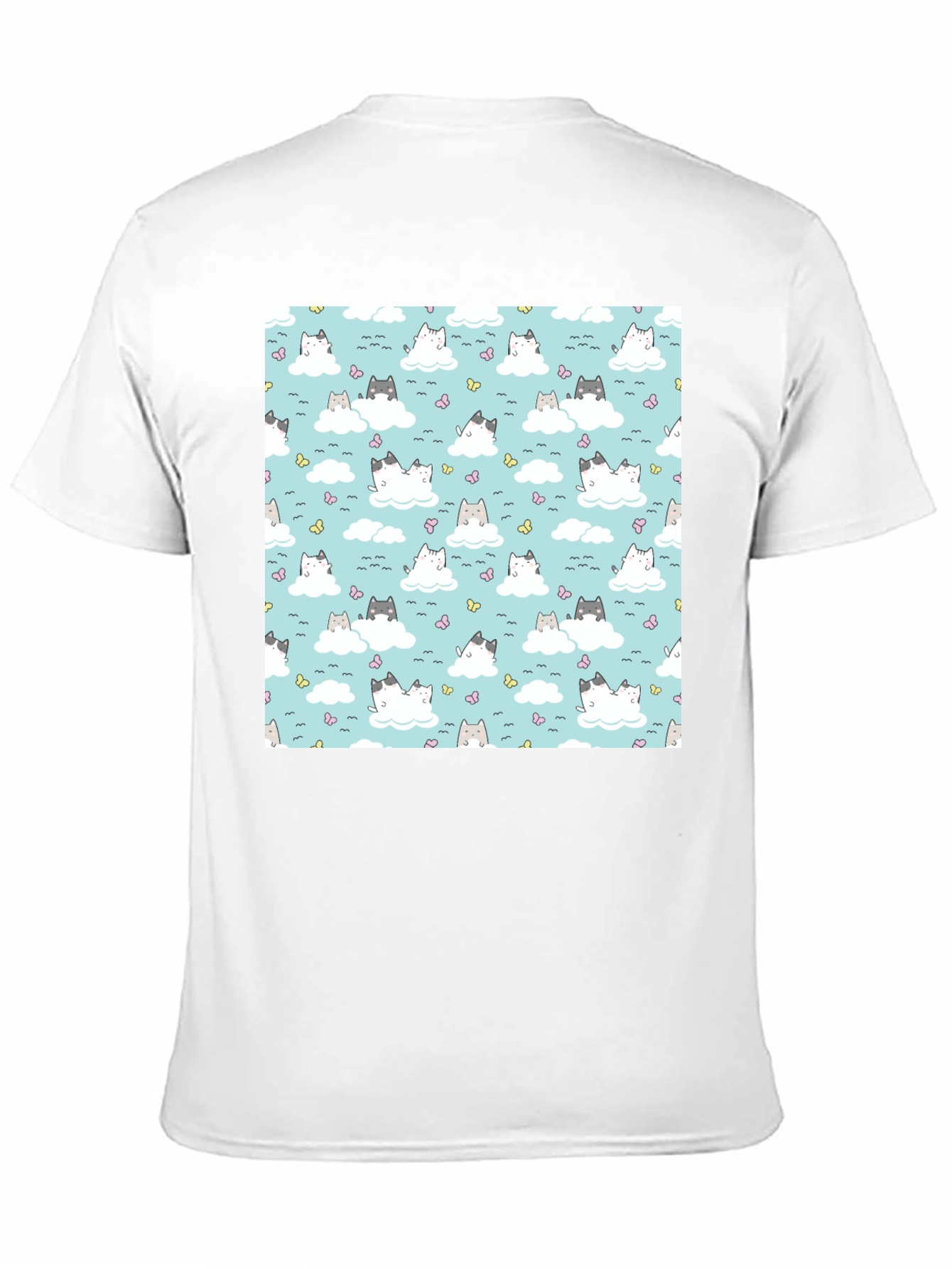 Black Cloud Cat Tee - Cute Pattern Black T-Shirt view 11