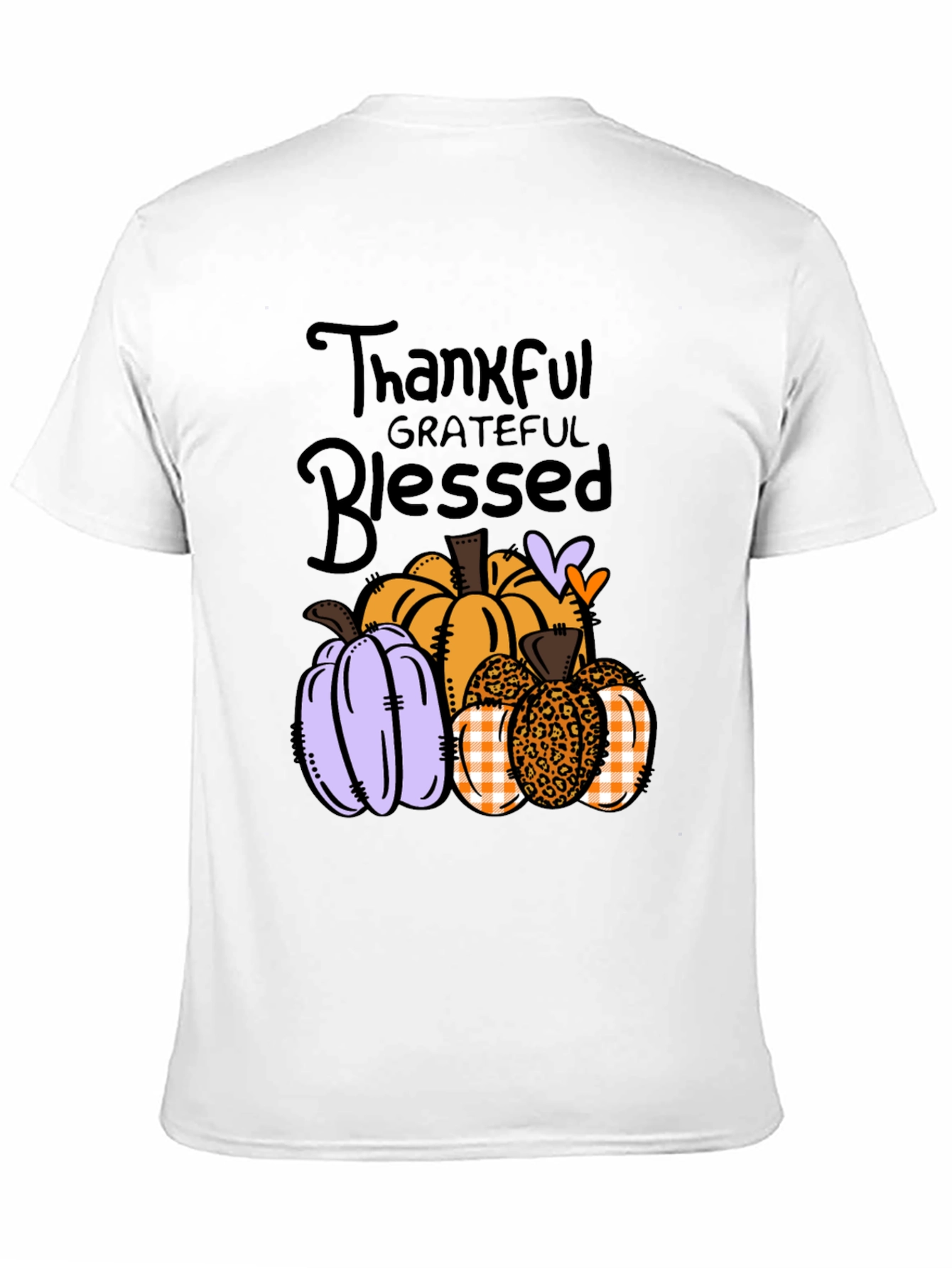 Black Thankful Grateful Blessed Pumpkin T-Shirt view 11