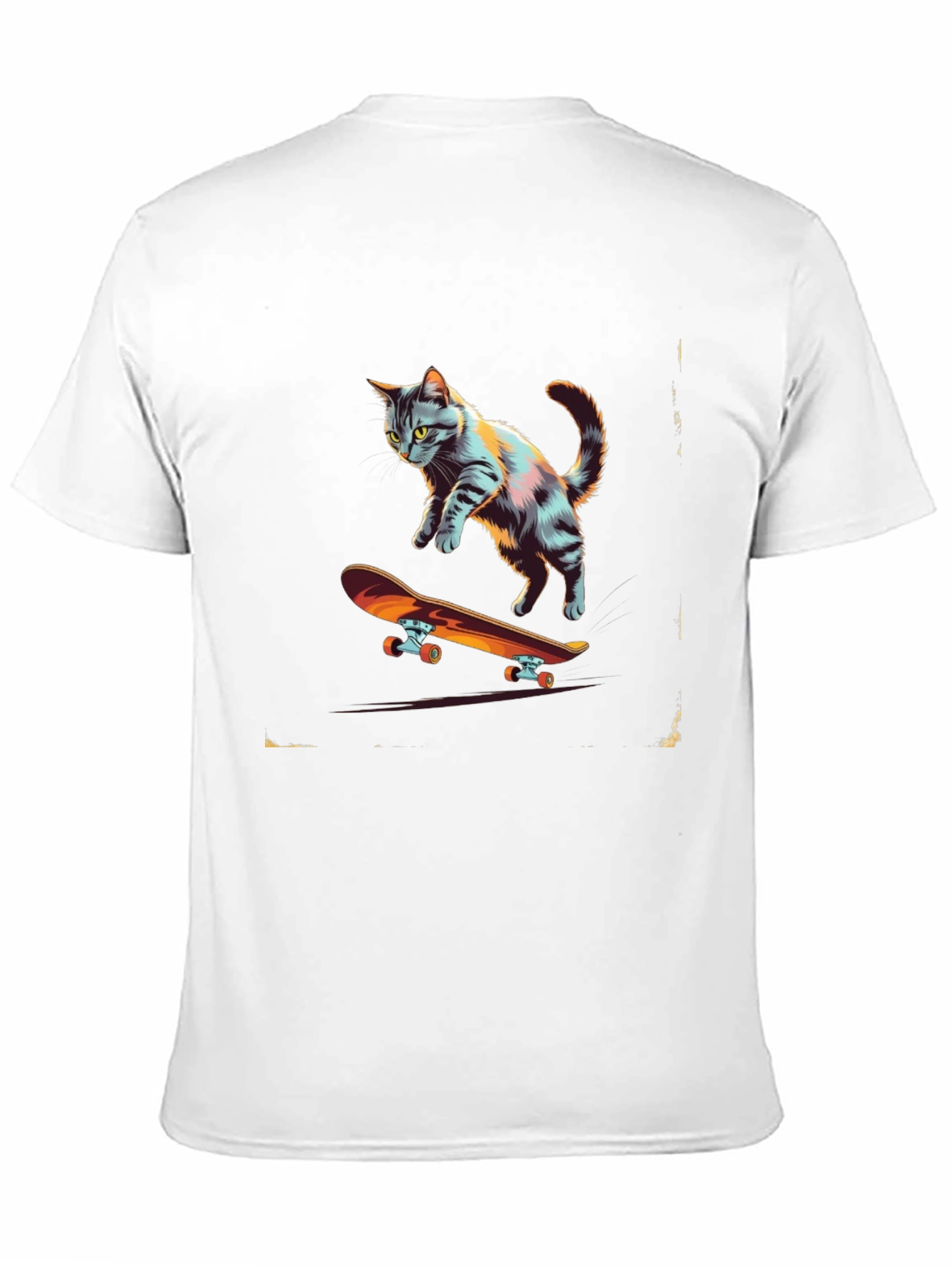 Black Skateboarding Cat Graphic Tee view 11