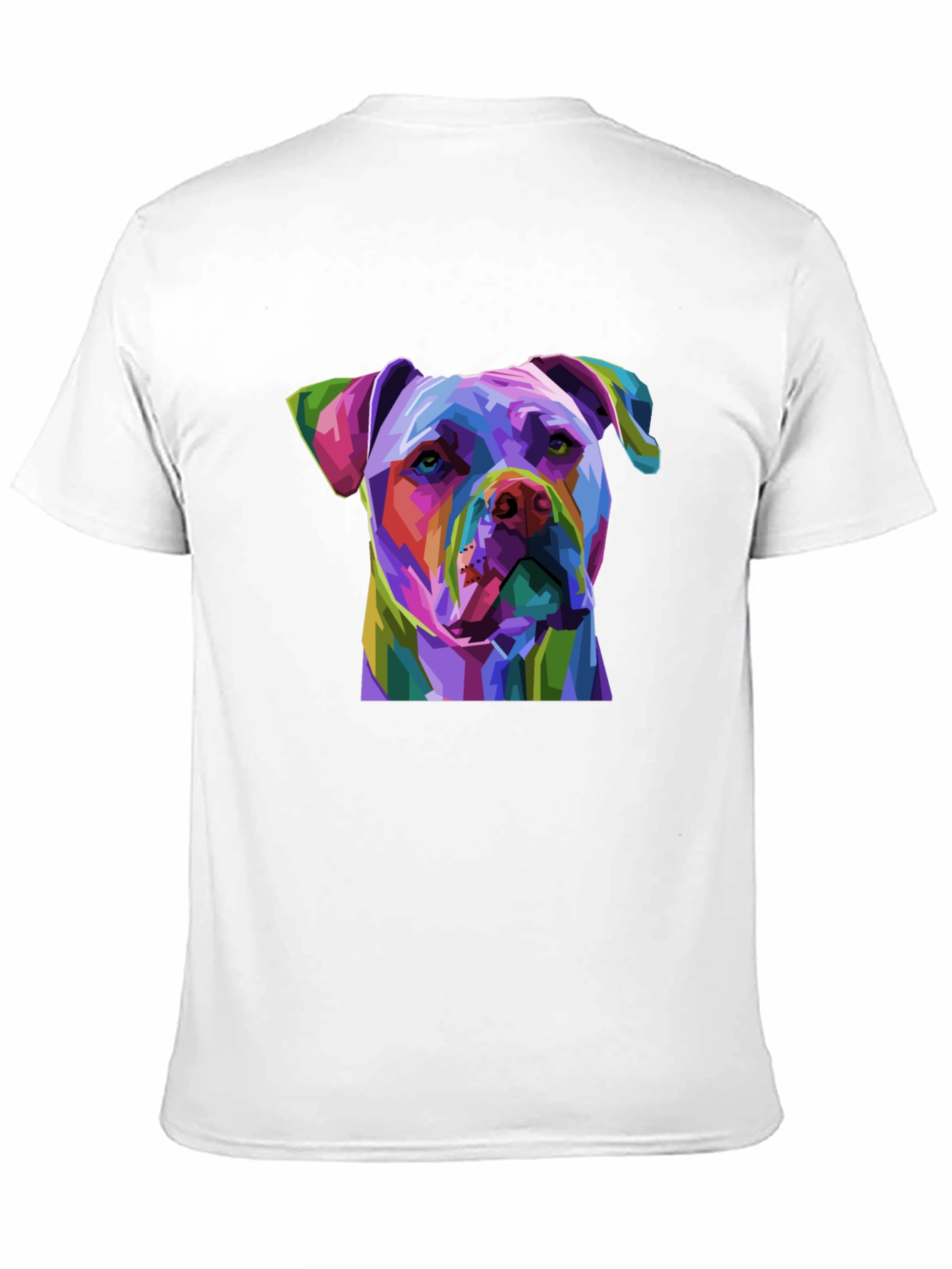Black Colorful Pitbull Dog Graphic Print Black T-Shirt view 11