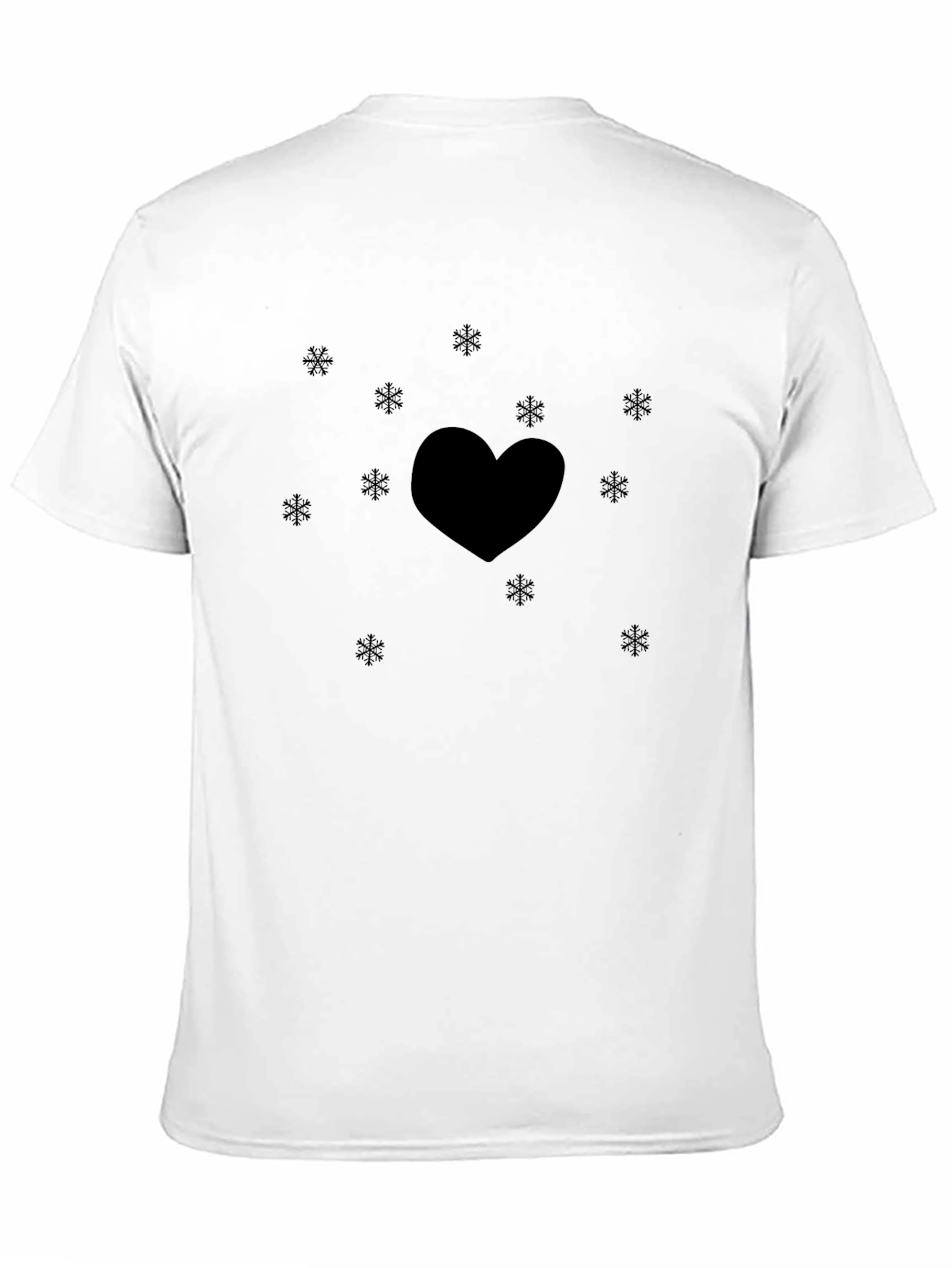 Black Heart & Snowflakes Black T-Shirt view 11
