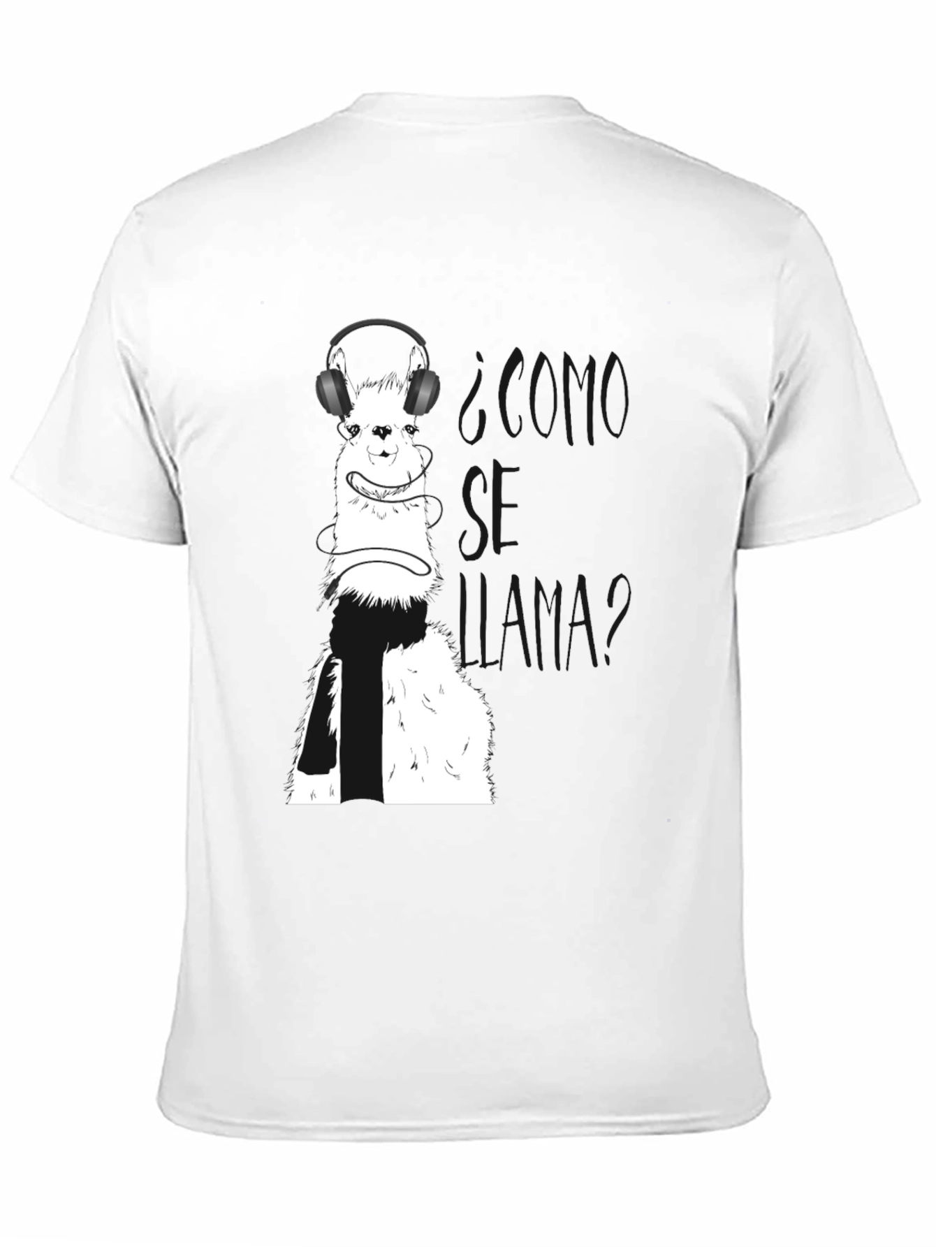 Black Llama T-Shirt with Headphones view 11