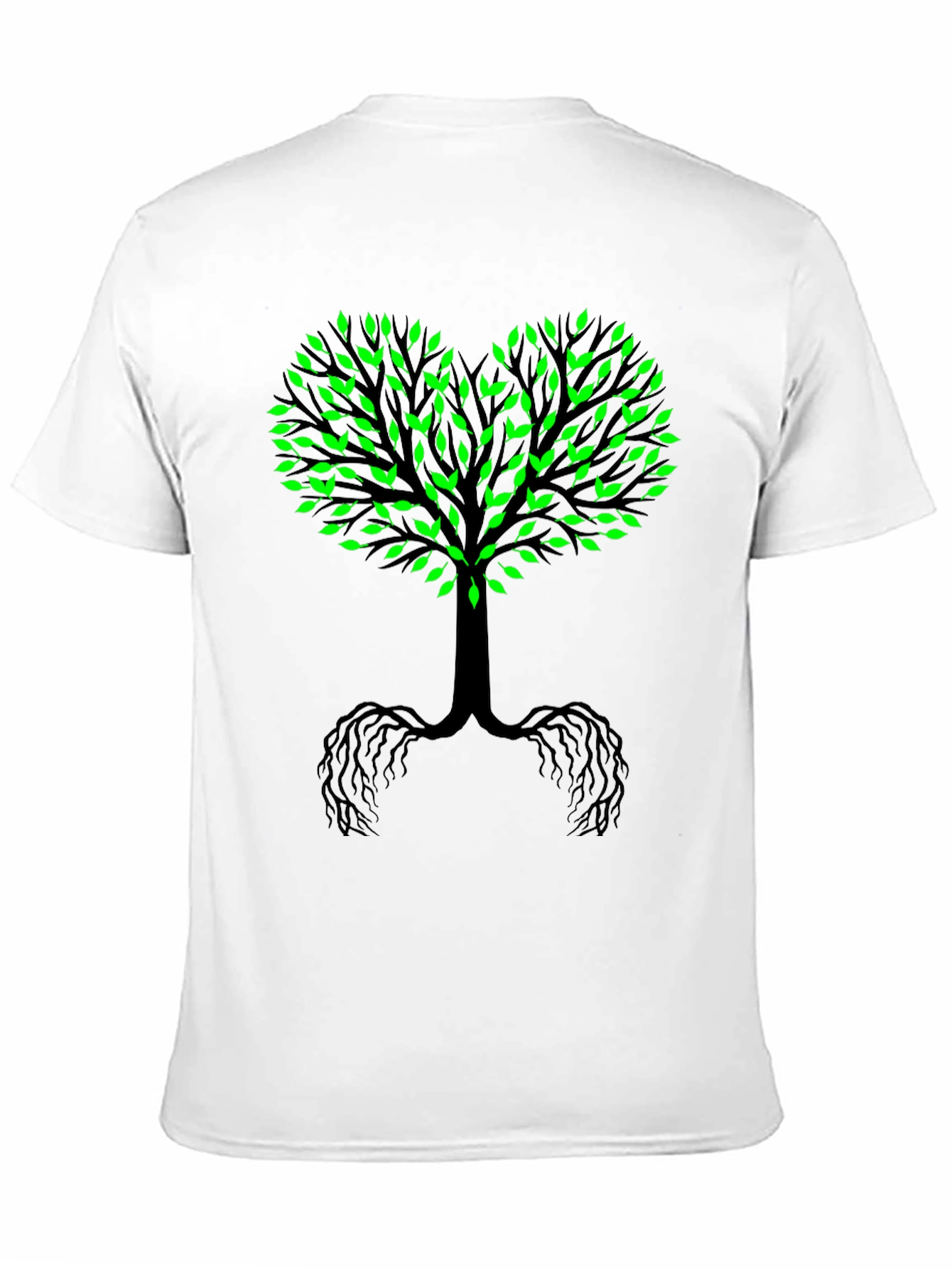 Black Tree of Life Black Tee - Green Leaf Heart view 11