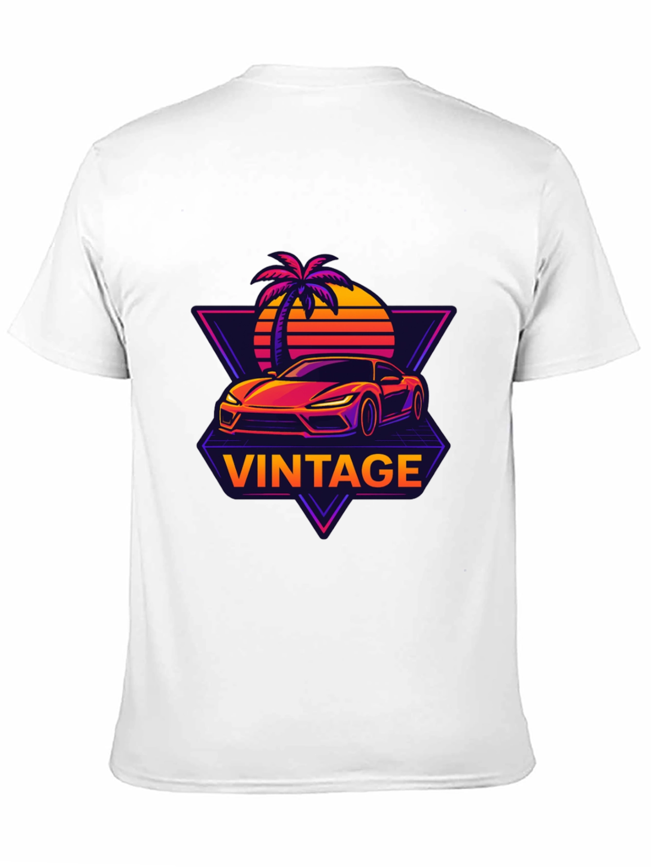 Black Vintage Sunset Car Graphic T-Shirt view 11