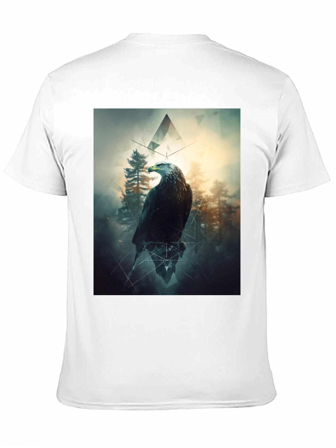 Black Eagle Forest Graphic Print Black T-Shirt view 11
