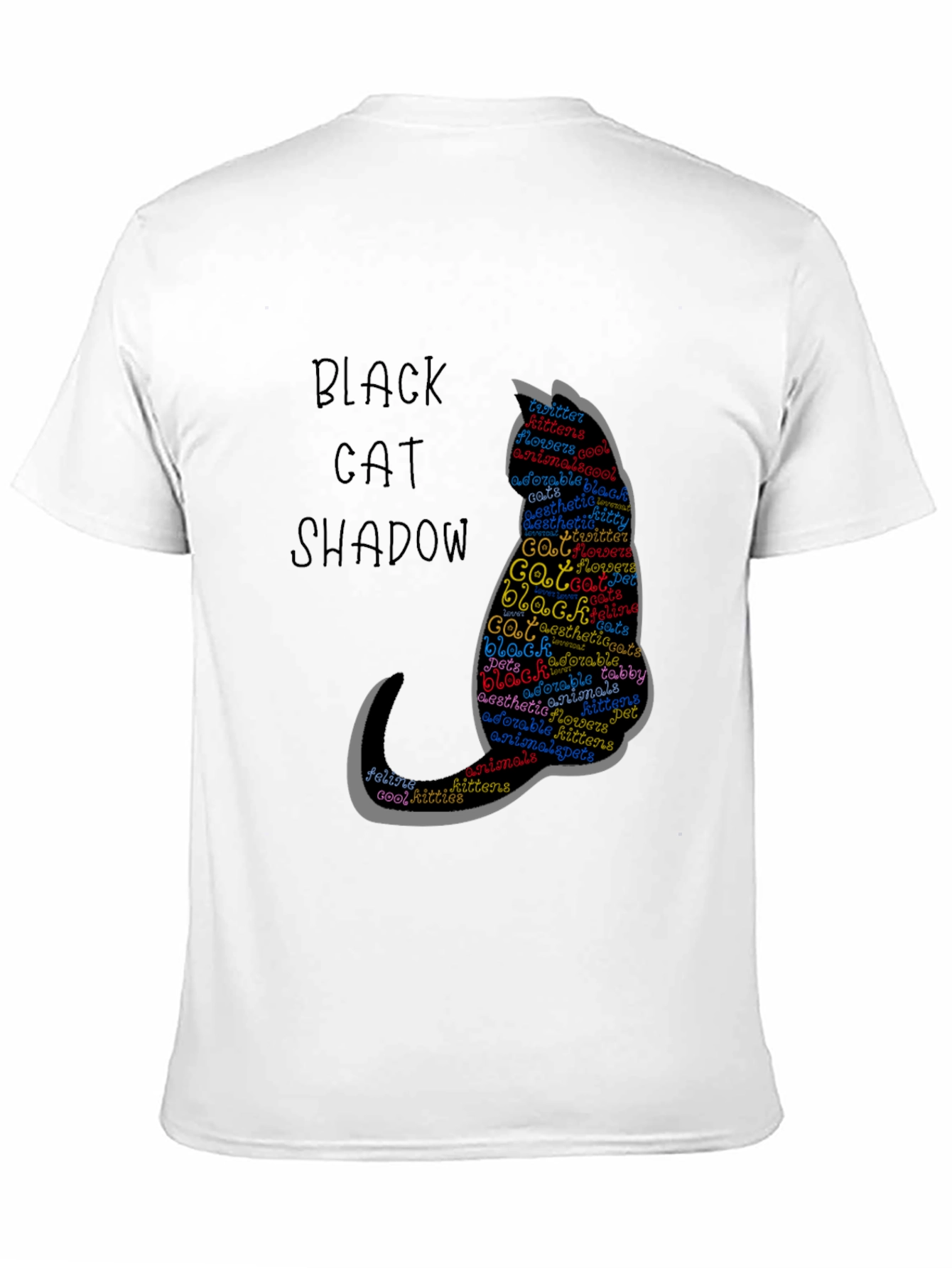 Black Black Cat Shadow Word Art T-Shirt, Pet Lover Gift view 11