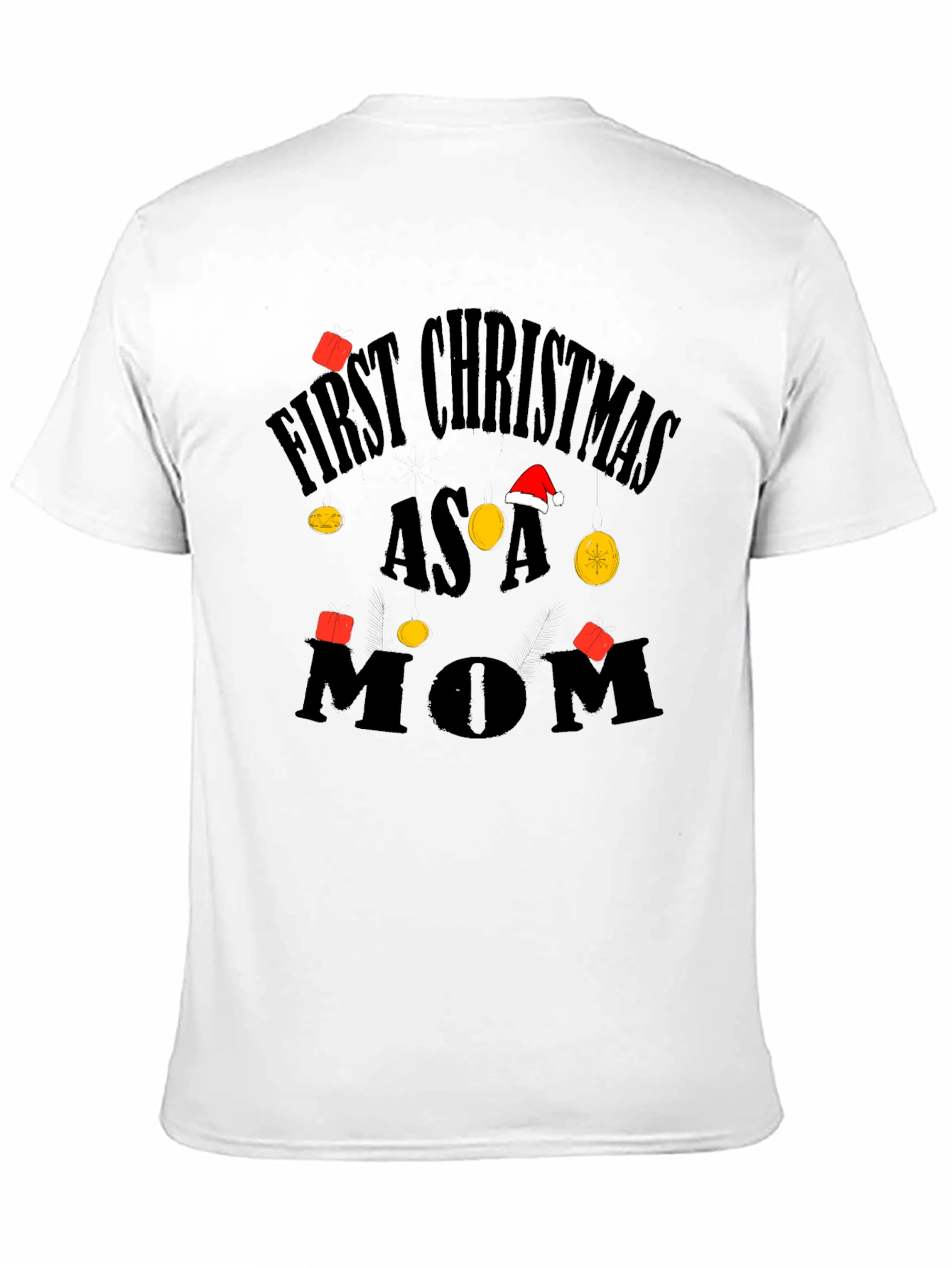 Black First Christmas as a Mom Black T-Shirt view 11