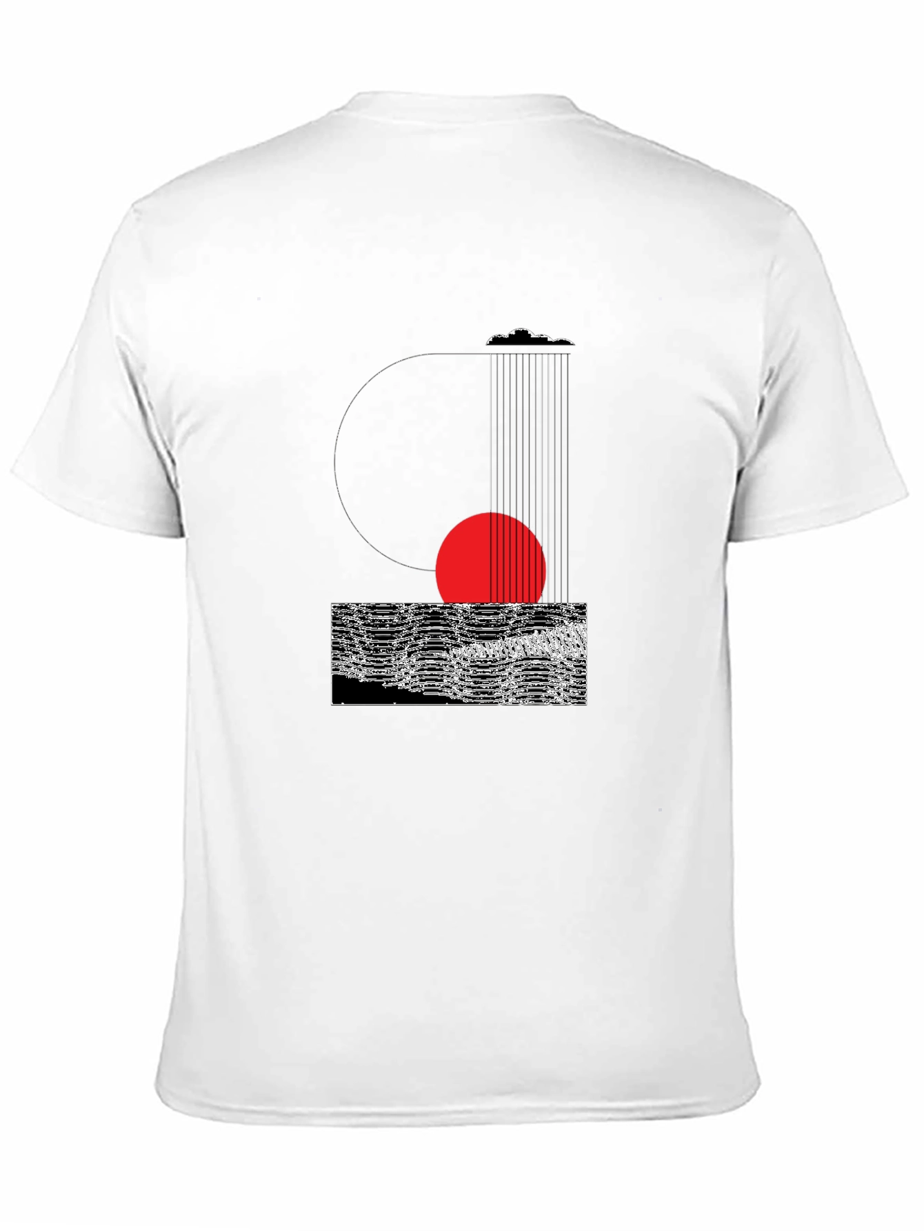 Black Abstract Graphic Tee - Modern Black Cotton T-Shirt view 11