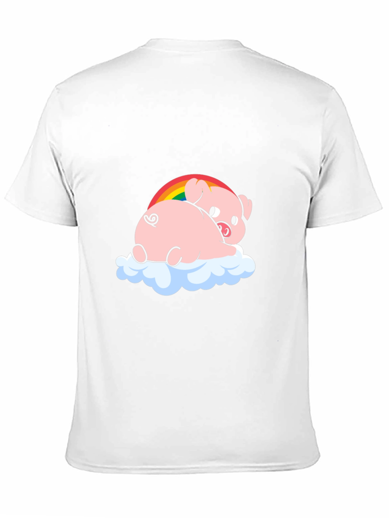 Black Cute Pig Rainbow Cloud Graphic T-Shirt view 11
