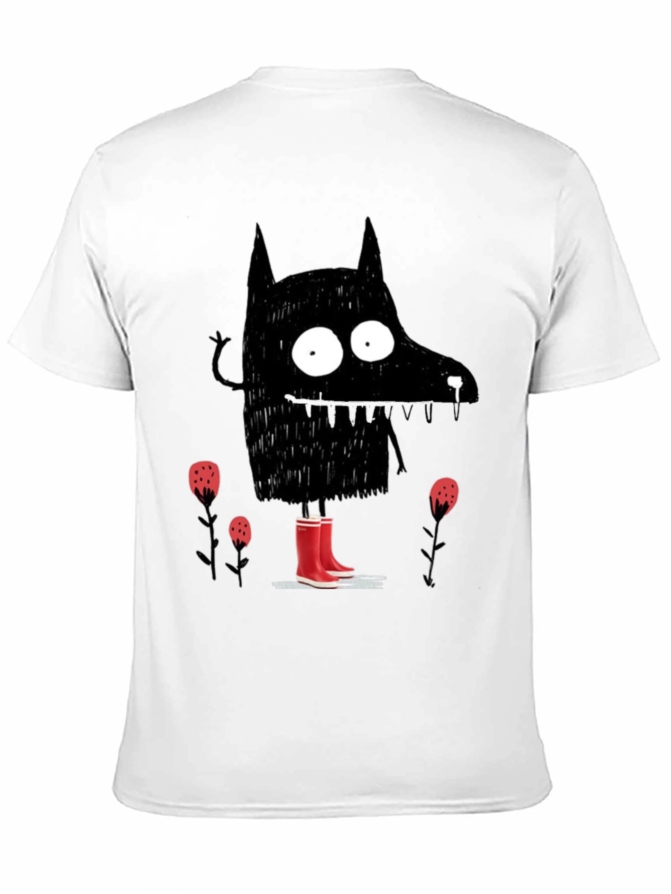 Black Wolf Rain Boot T-Shirt view 11