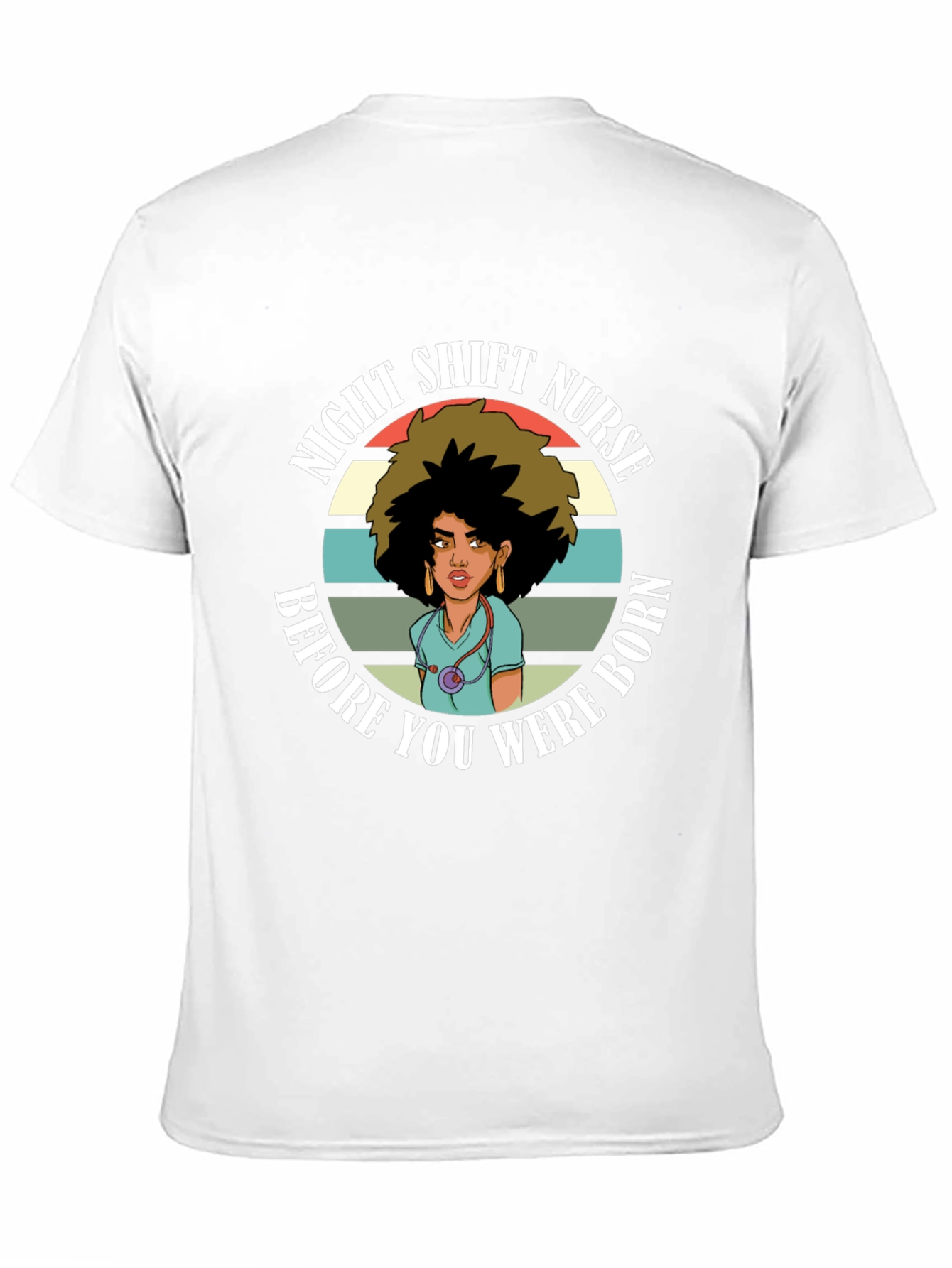 Black Night Shift Nurse T-Shirt - Retro Design view 11