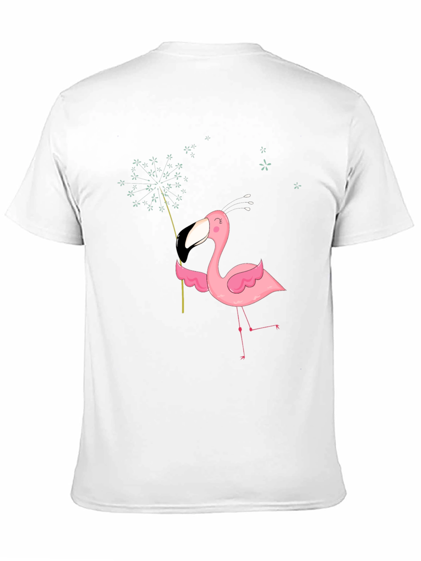 Black Men's Black T-Shirt with Flamingo Graphic view 11