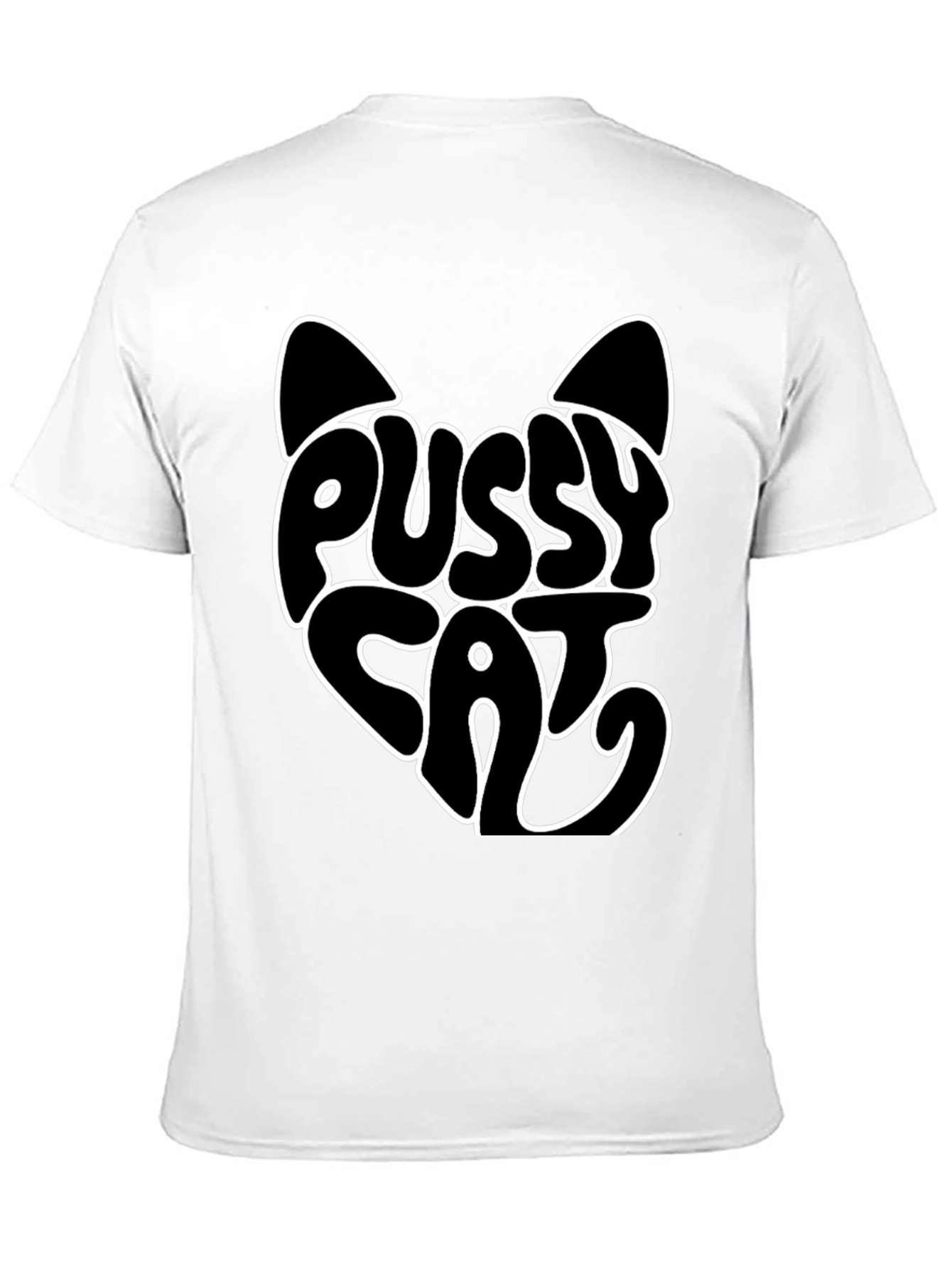Black Pussy Cat Graphic Print Black T-Shirt view 11