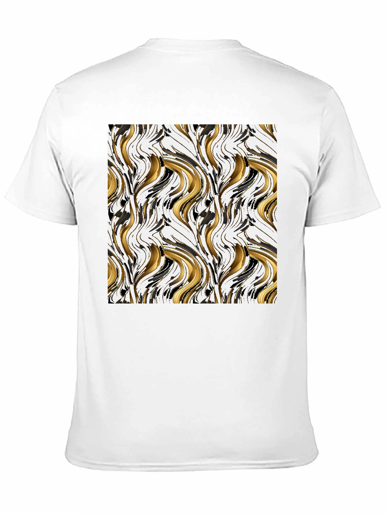 Black Abstract Gold & Black Swirl Print Black T-Shirt view 11